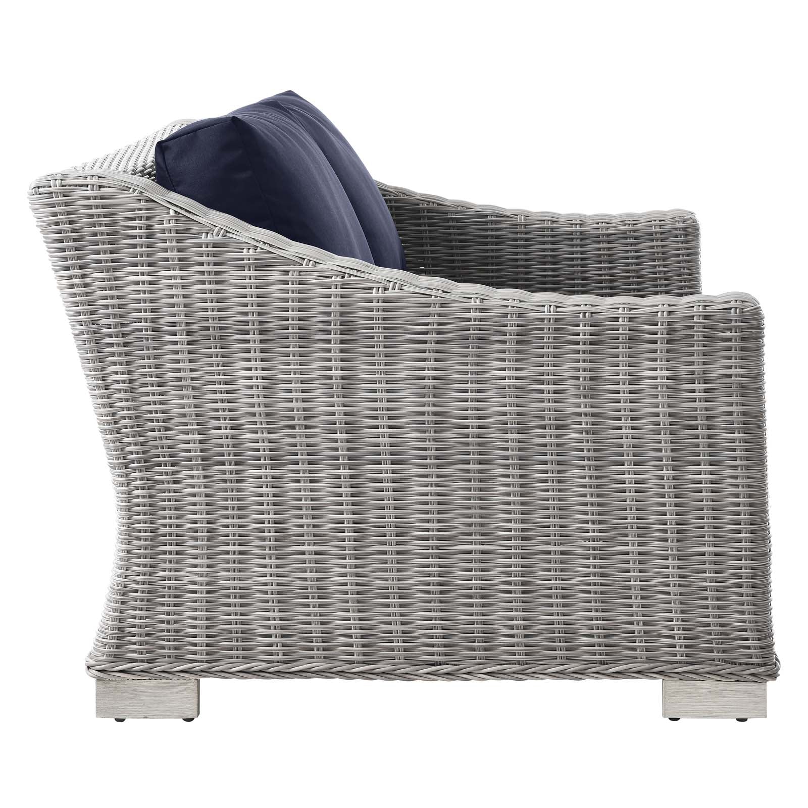 Modway Outdoor Sofas - Conway Outdoor Patio Wicker Rattan Loveseat Light Gray Navy