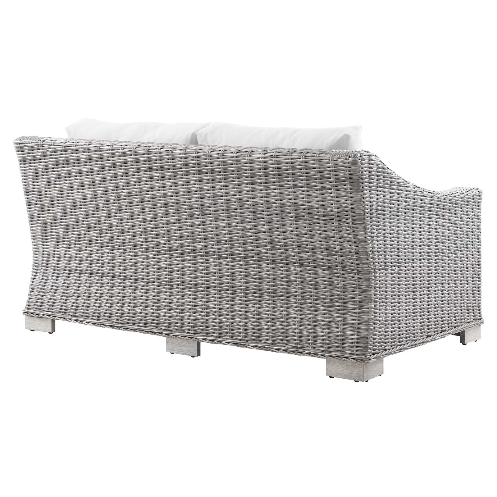 Modway Outdoor Sofas - Conway Outdoor Patio Wicker Rattan Loveseat Light Gray White