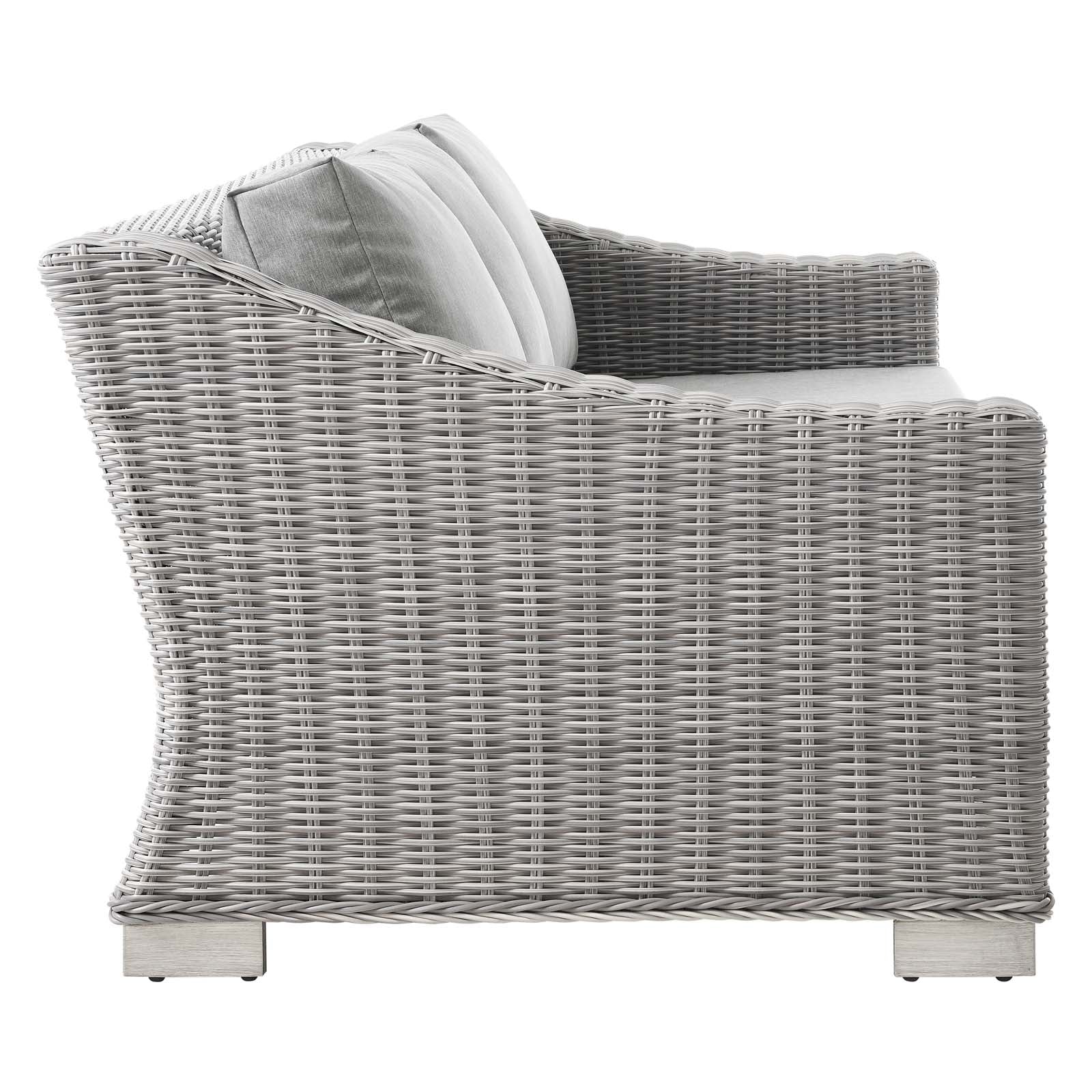 Modway Outdoor Sofas - Conway Outdoor Patio Wicker Rattan Sofa Light Gray