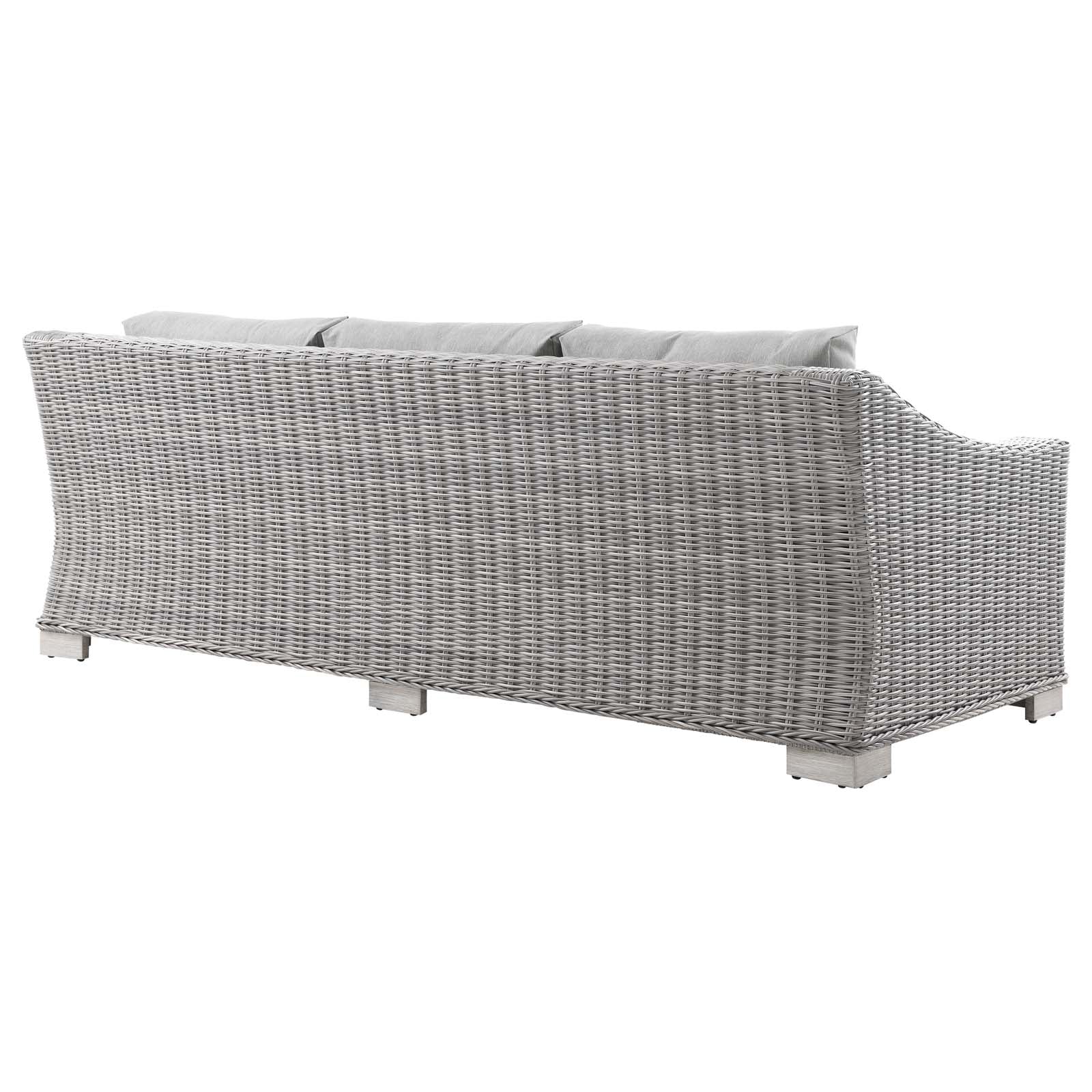 Modway Outdoor Sofas - Conway Outdoor Patio Wicker Rattan Sofa Light Gray