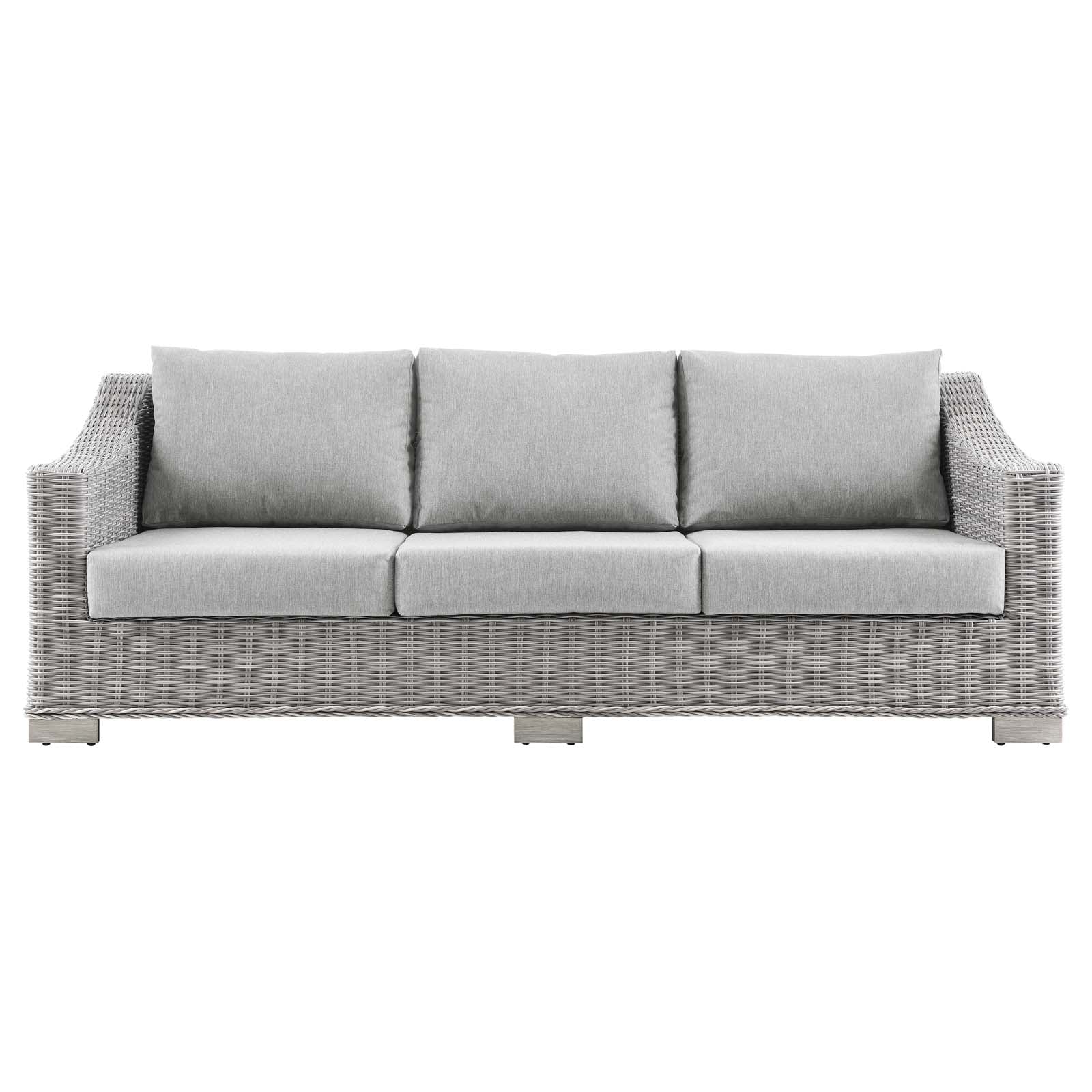 Modway Outdoor Sofas - Conway Outdoor Patio Wicker Rattan Sofa Light Gray