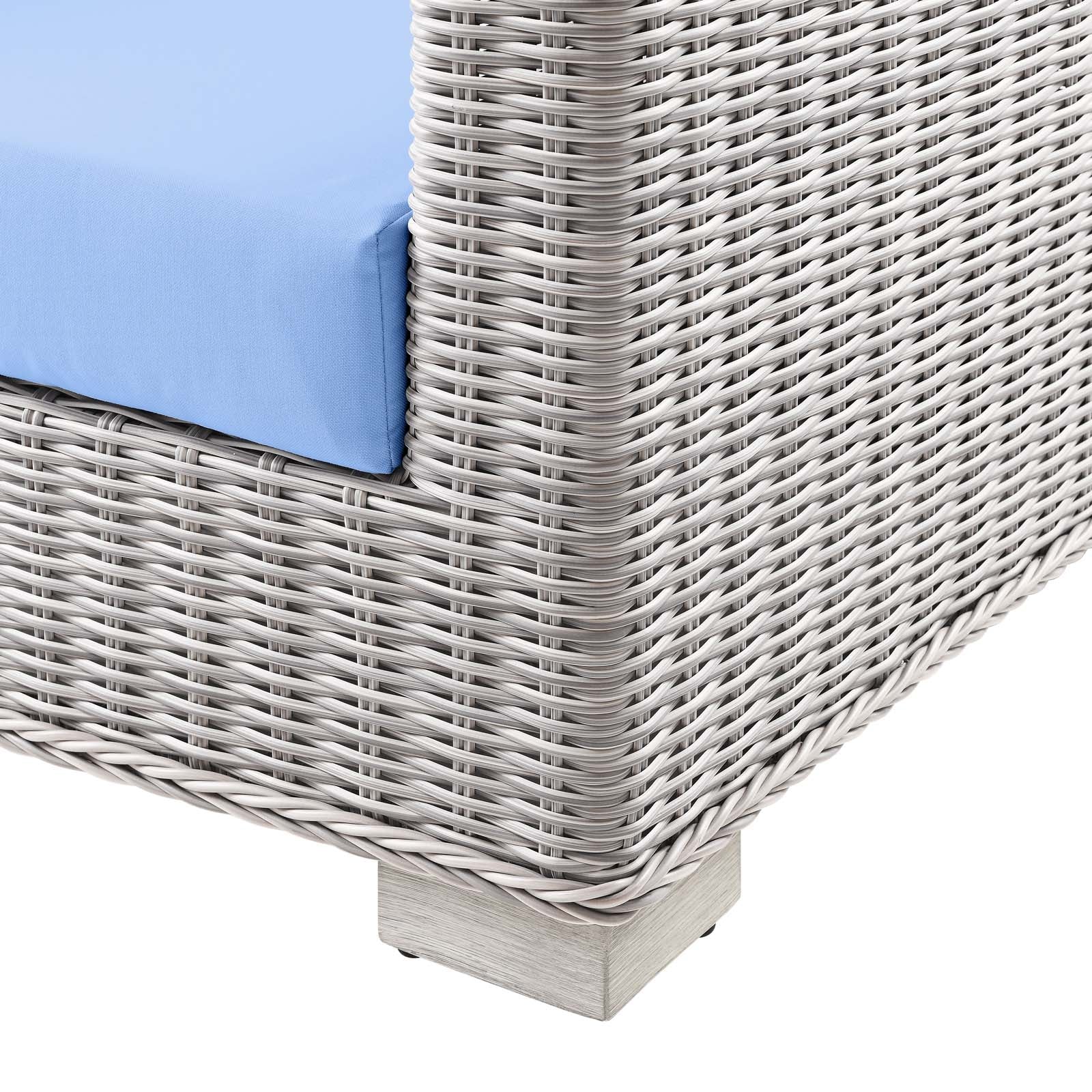 Modway Outdoor Sofas - Conway Outdoor Patio Wicker Rattan Sofa Light Gray Light Blue