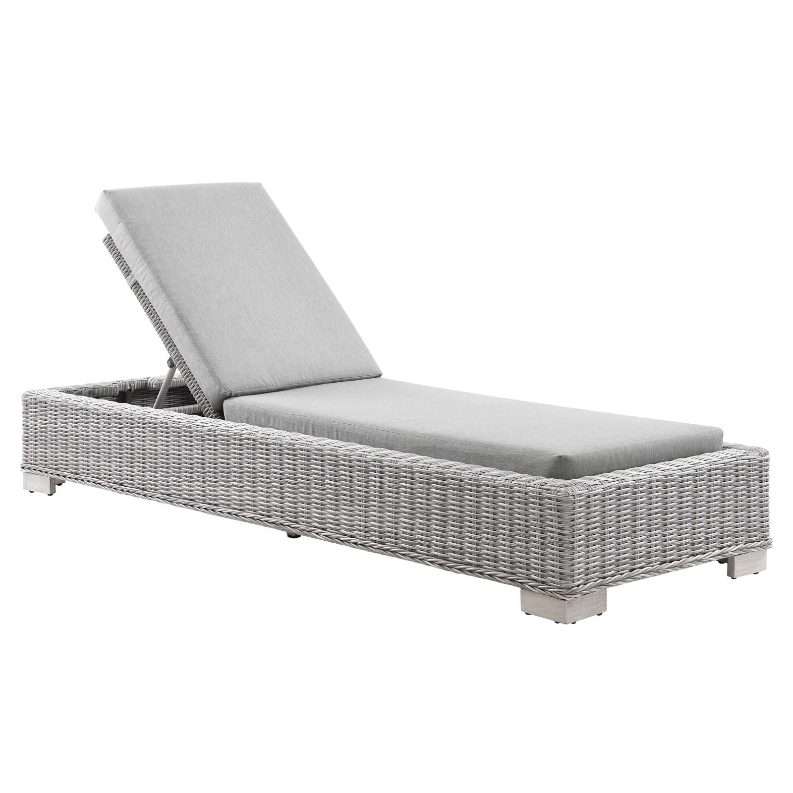 Modway Outdoor Loungers - Conway Outdoor Patio Wicker Rattan Chaise Lounge Light Gray
