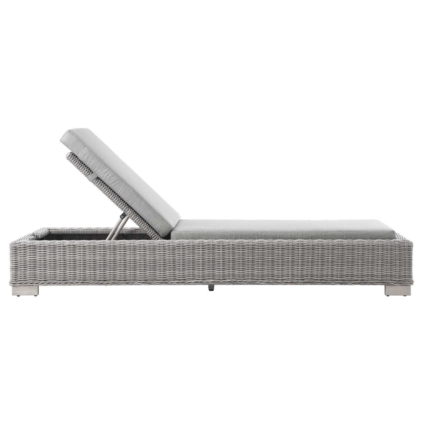 Modway Outdoor Loungers - Conway Outdoor Patio Wicker Rattan Chaise Lounge Light Gray