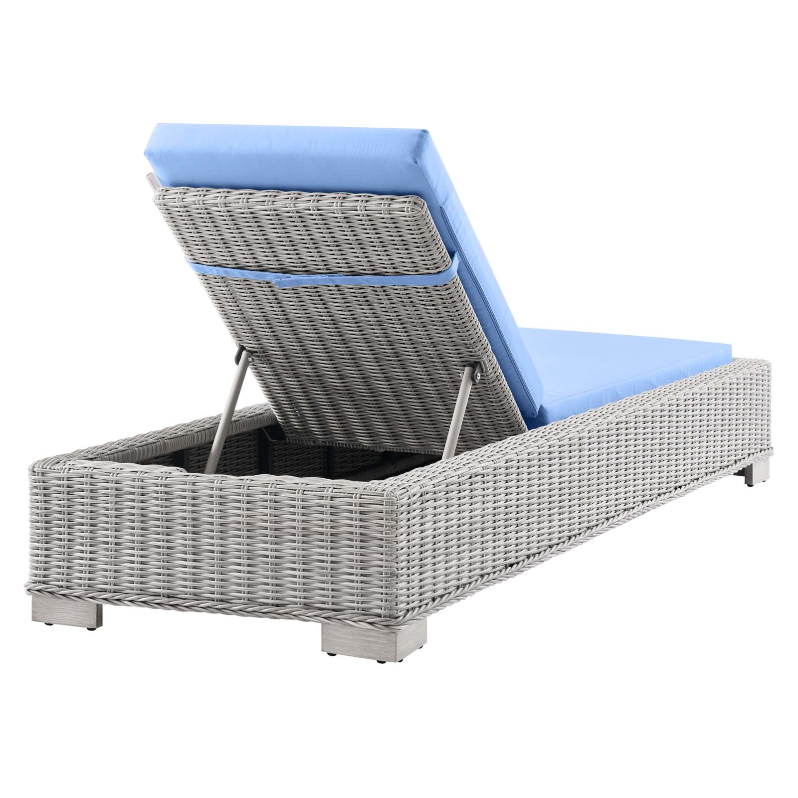 Modway Outdoor Loungers - Conway Outdoor Patio Wicker Rattan Chaise Lounge Light Gray Light Blue