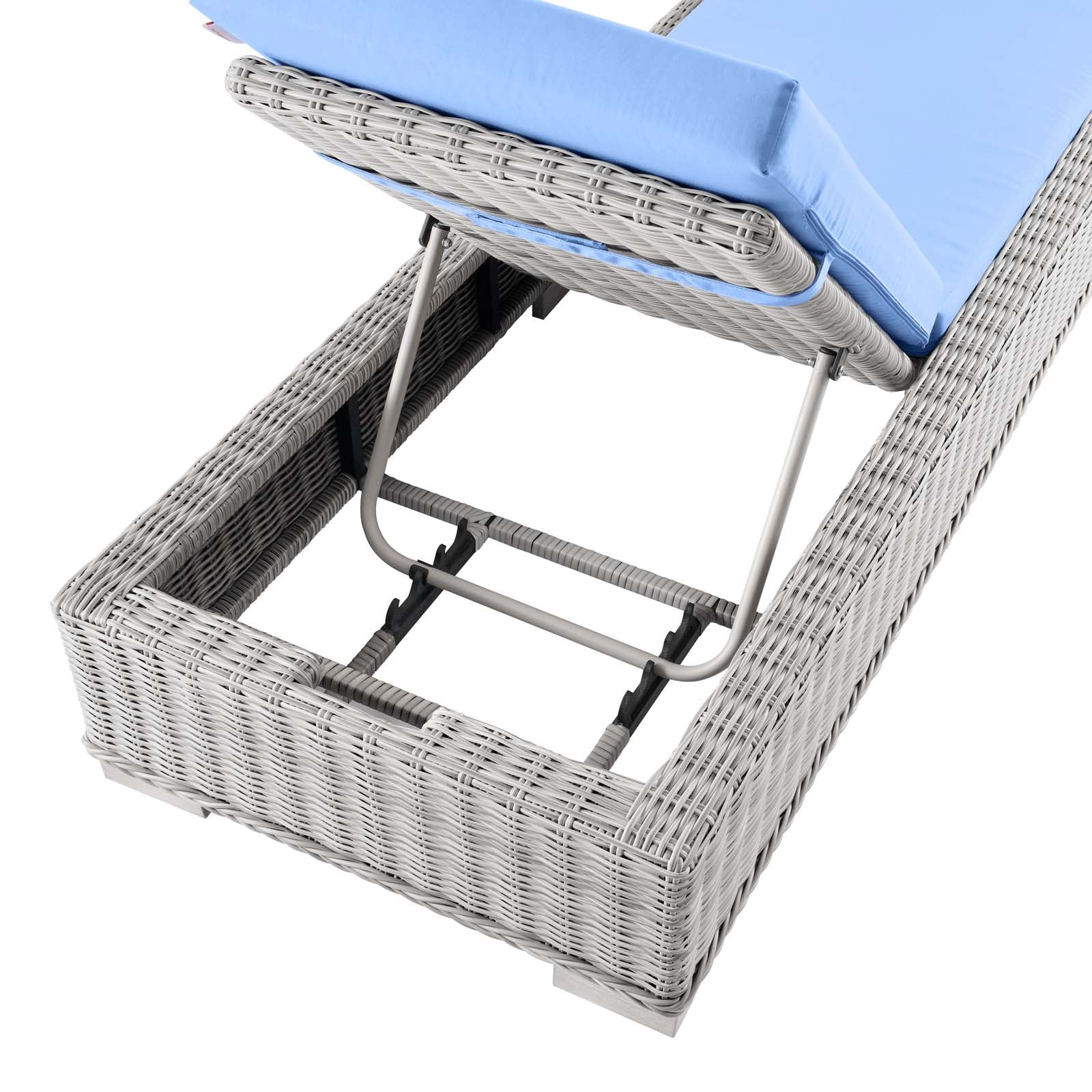 Modway Outdoor Loungers - Conway Outdoor Patio Wicker Rattan Chaise Lounge Light Gray Light Blue