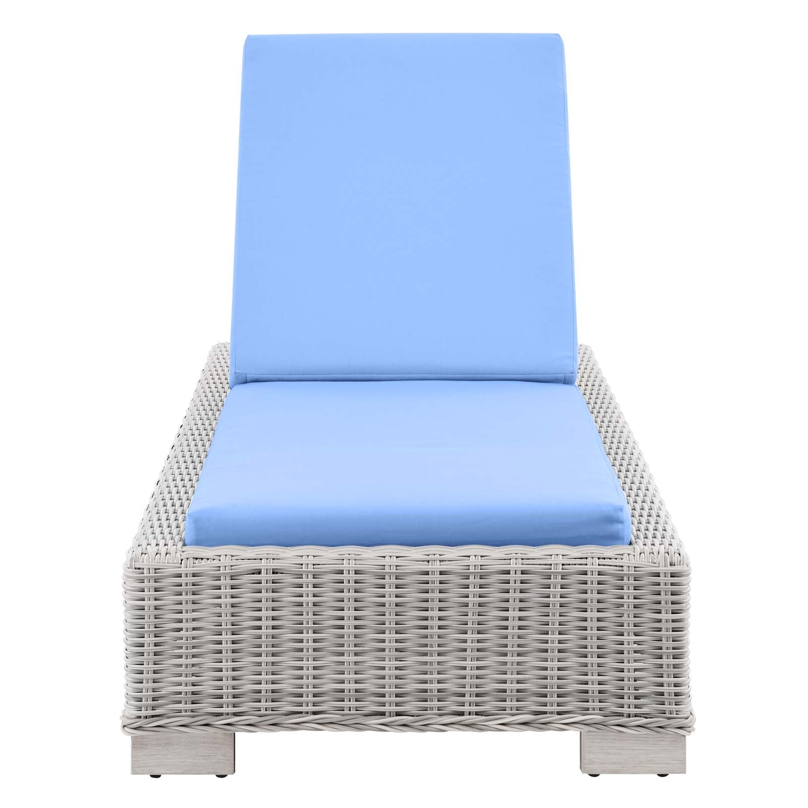 Modway Outdoor Loungers - Conway Outdoor Patio Wicker Rattan Chaise Lounge Light Gray Light Blue