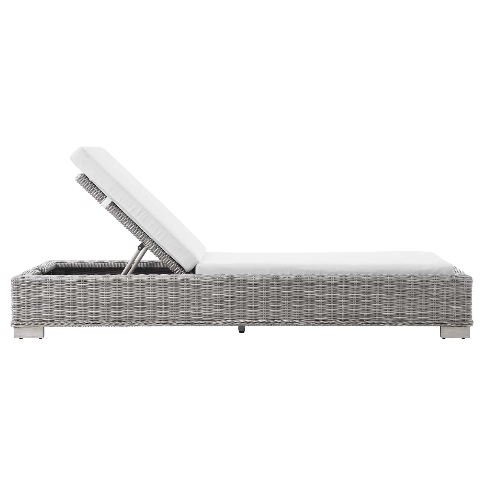 Modway Outdoor Loungers - Conway Outdoor Patio Wicker Rattan Chaise Lounge Light Gray White