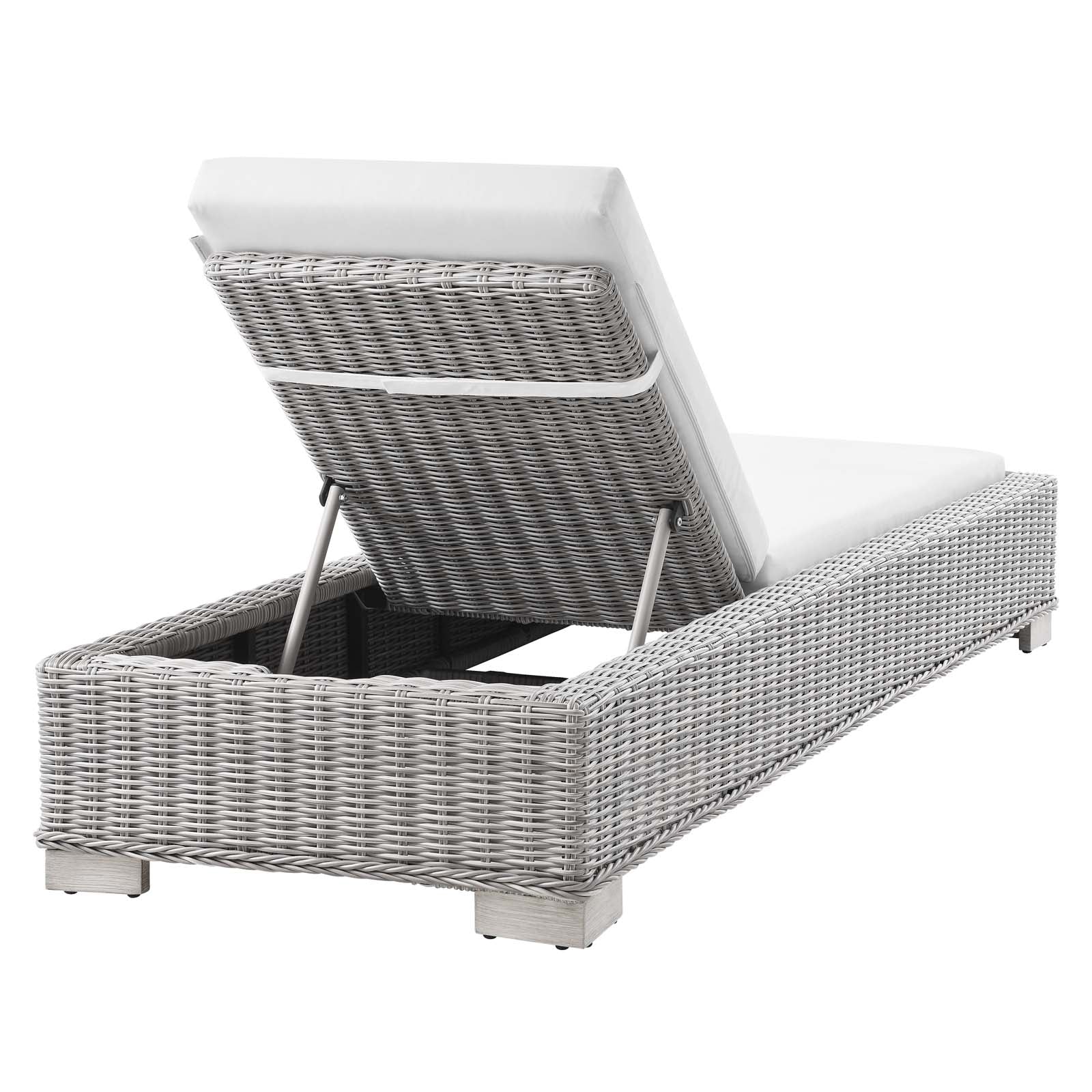 Modway Outdoor Loungers - Conway Outdoor Patio Wicker Rattan Chaise Lounge Light Gray White