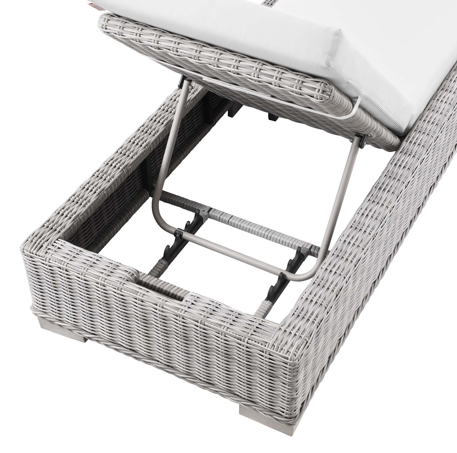 Modway Outdoor Loungers - Conway Outdoor Patio Wicker Rattan Chaise Lounge Light Gray White