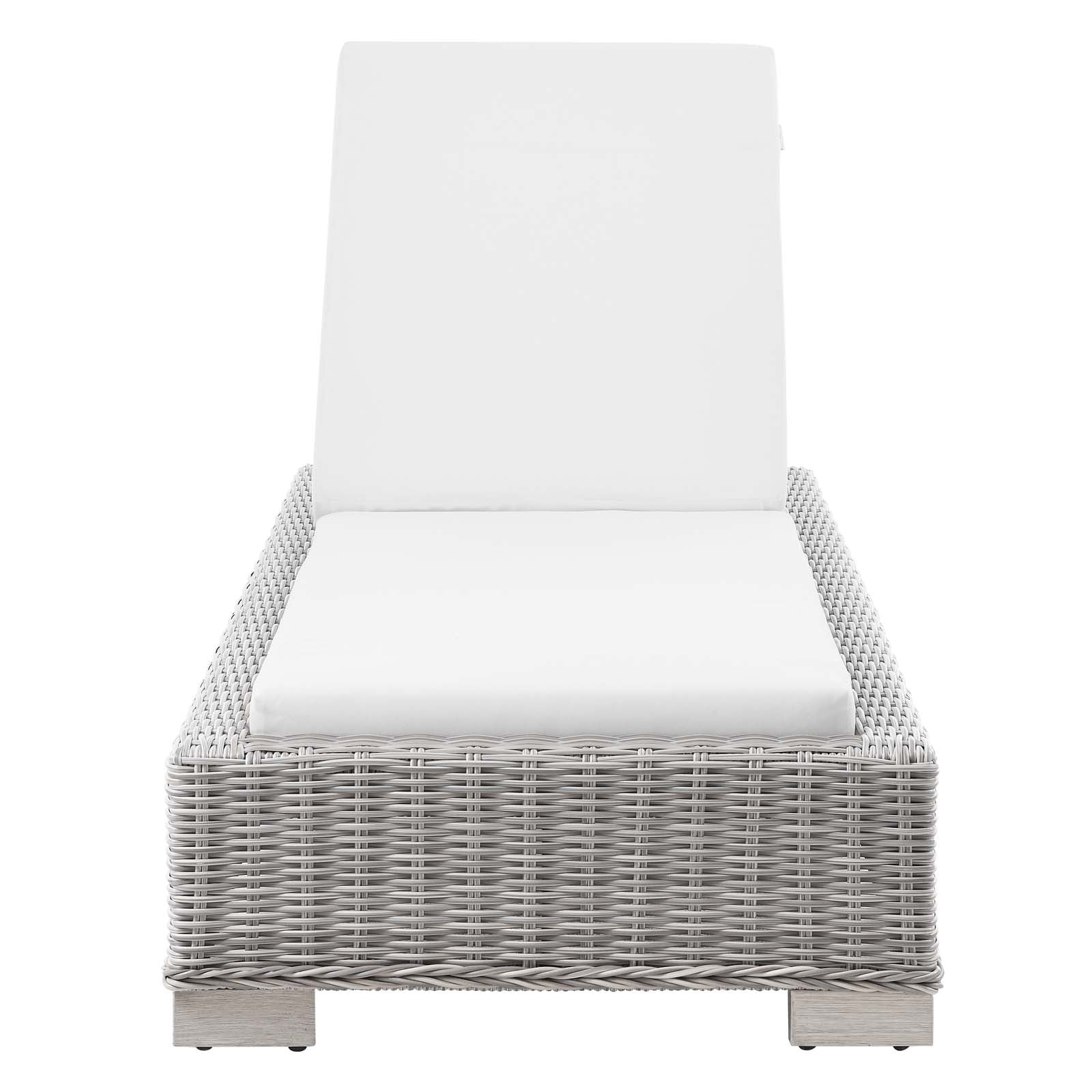 Modway Outdoor Loungers - Conway Outdoor Patio Wicker Rattan Chaise Lounge Light Gray White