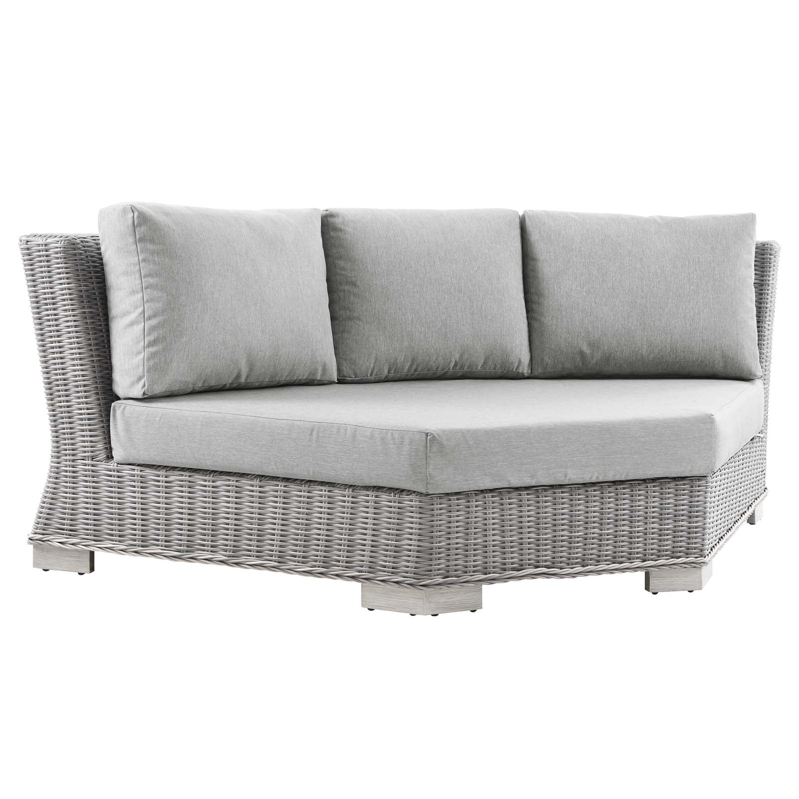 Modway Outdoor Chairs - Conway Outdoor Patio Wicker Rattan Round Corner Chair Light Gray