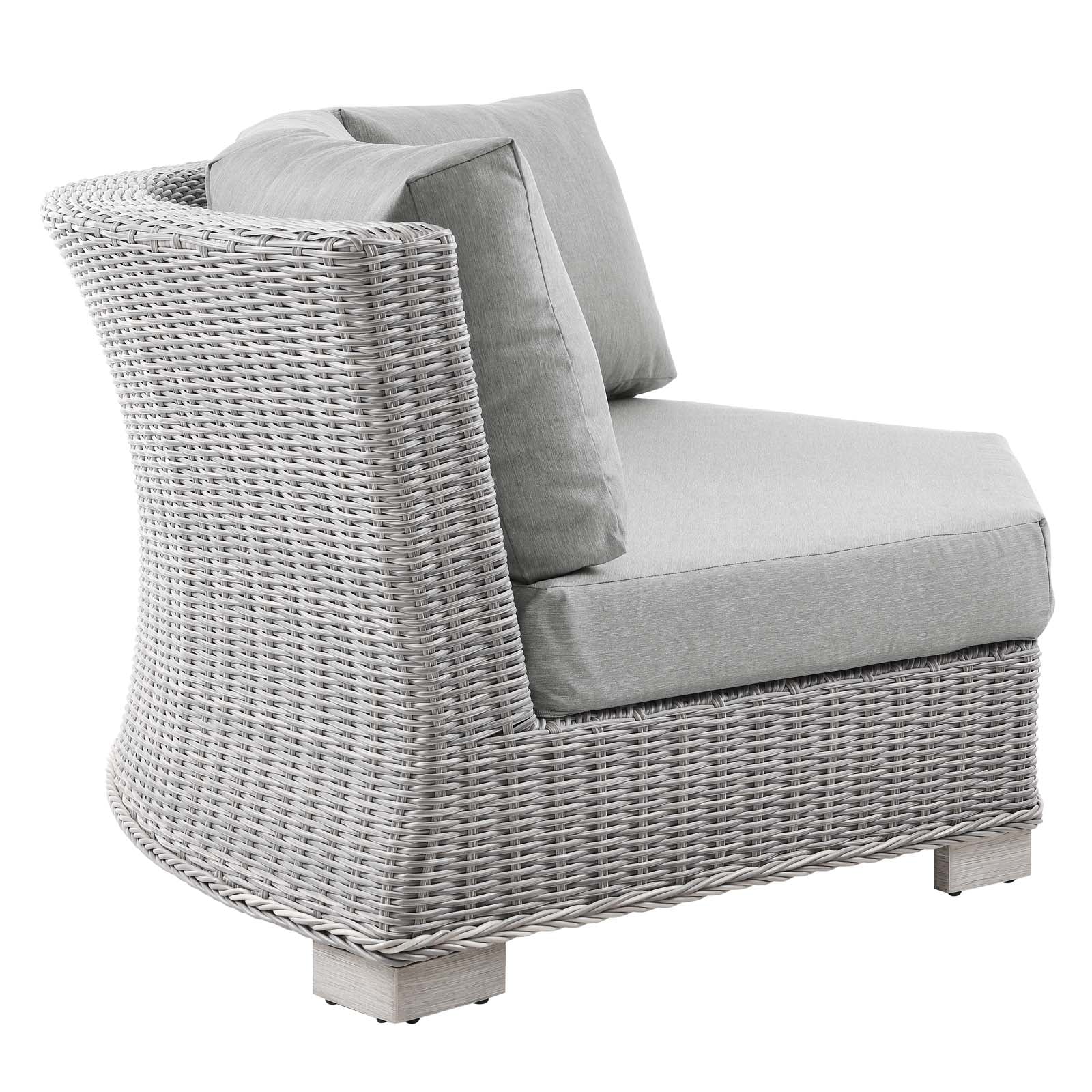 Modway Outdoor Chairs - Conway Outdoor Patio Wicker Rattan Round Corner Chair Light Gray