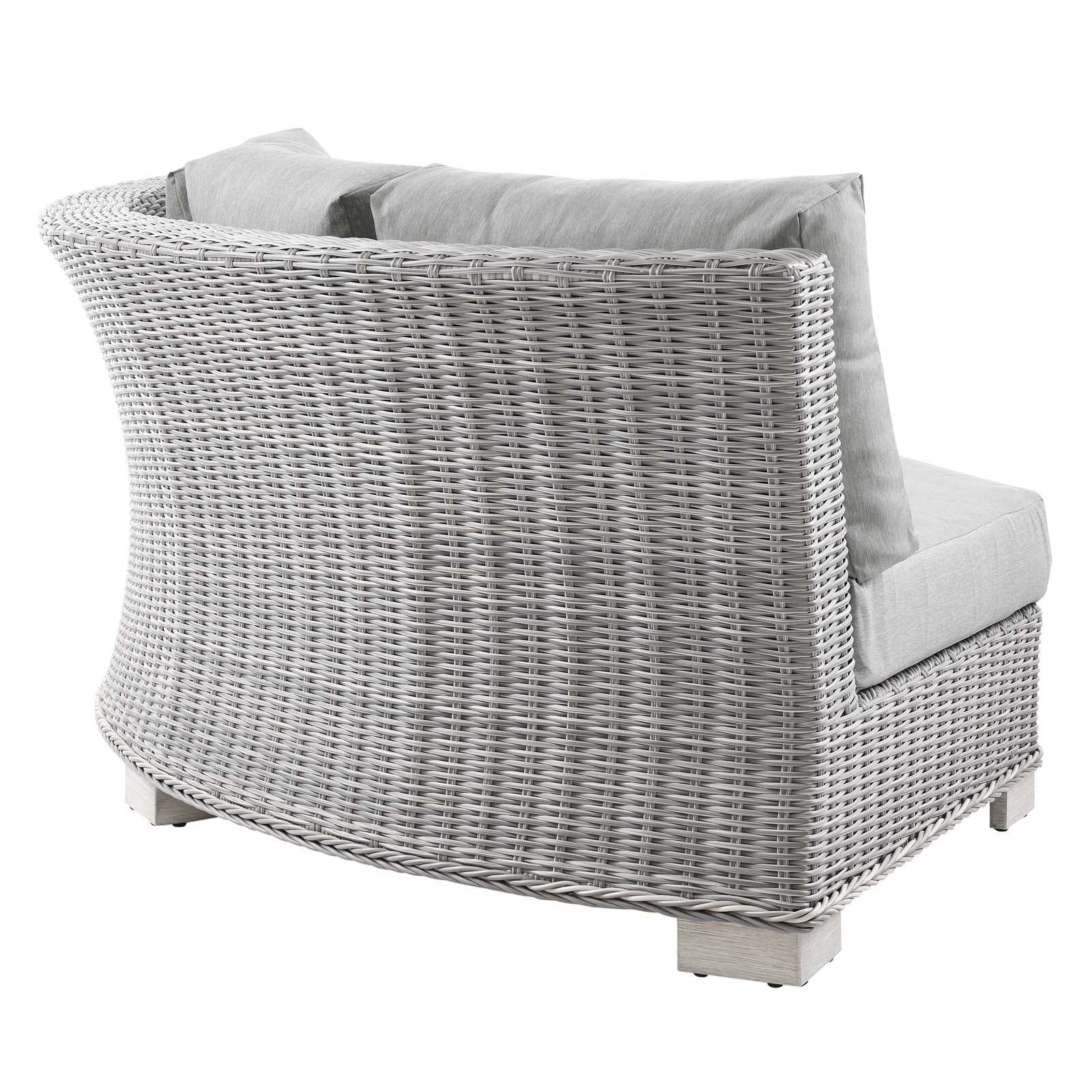 Modway Outdoor Chairs - Conway Outdoor Patio Wicker Rattan Round Corner Chair Light Gray