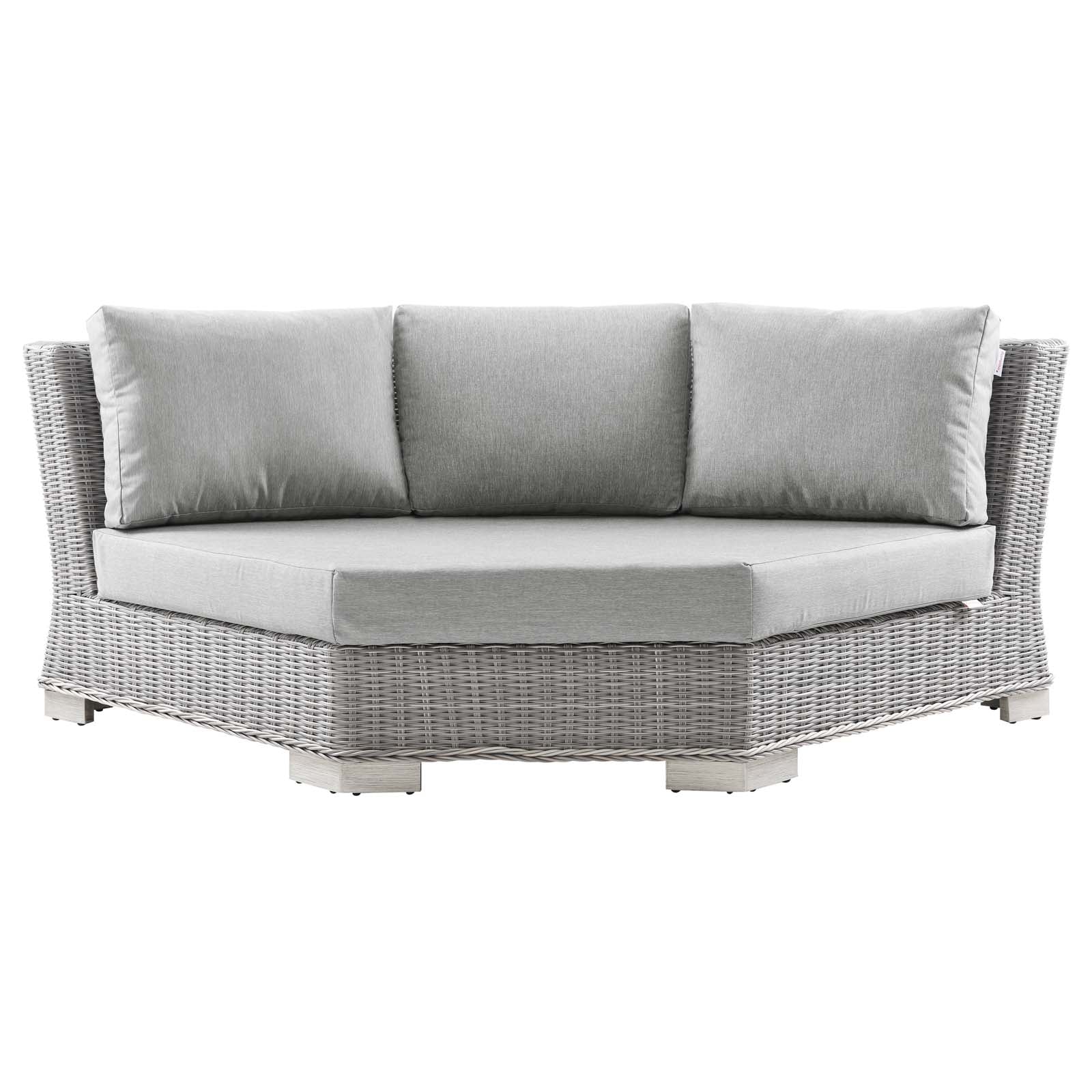 Modway Outdoor Chairs - Conway Outdoor Patio Wicker Rattan Round Corner Chair Light Gray