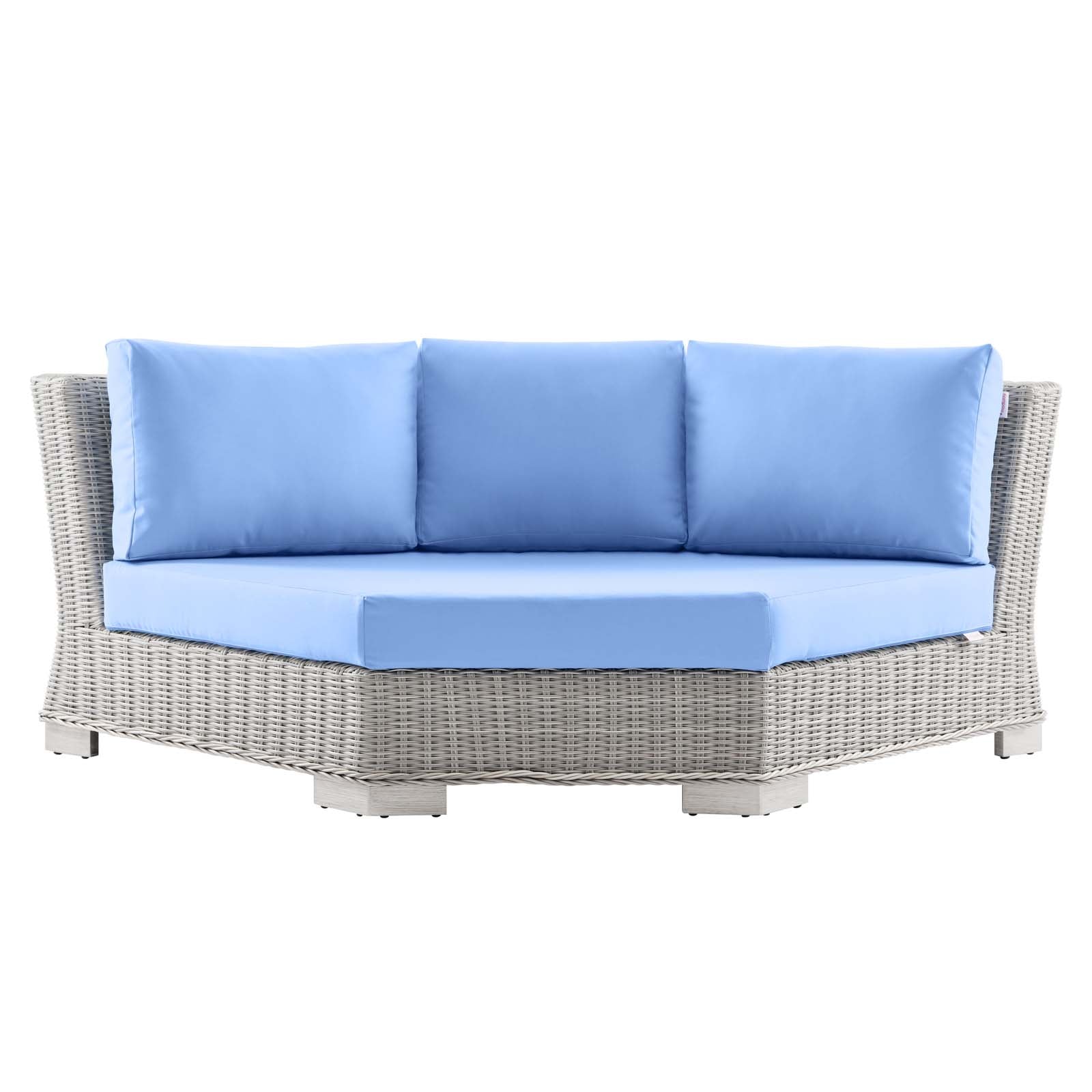 Modway Outdoor Chairs - Conway Outdoor Patio Wicker Rattan Round Corner Chair Light Gray Light Blue