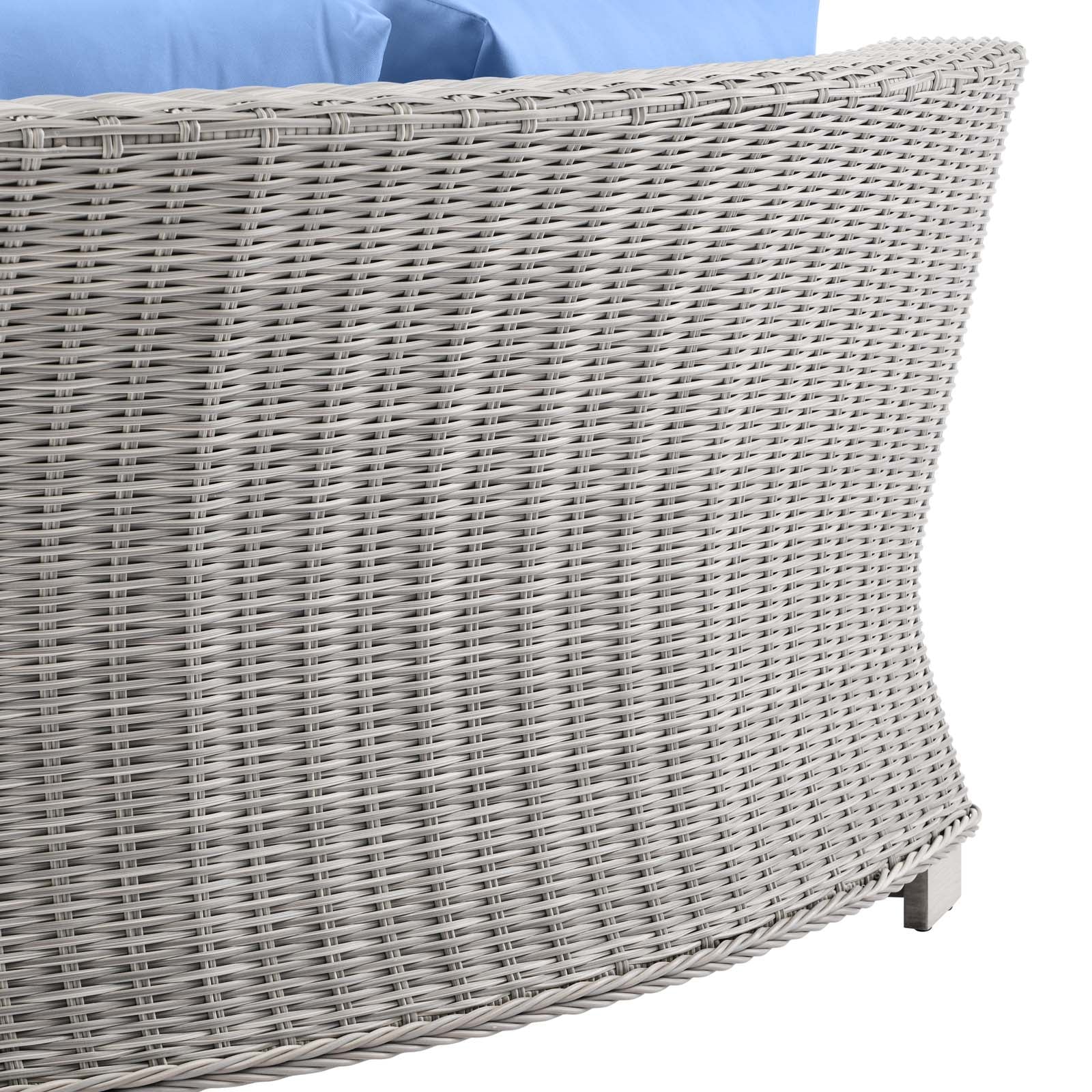 Modway Outdoor Chairs - Conway Outdoor Patio Wicker Rattan Round Corner Chair Light Gray Light Blue