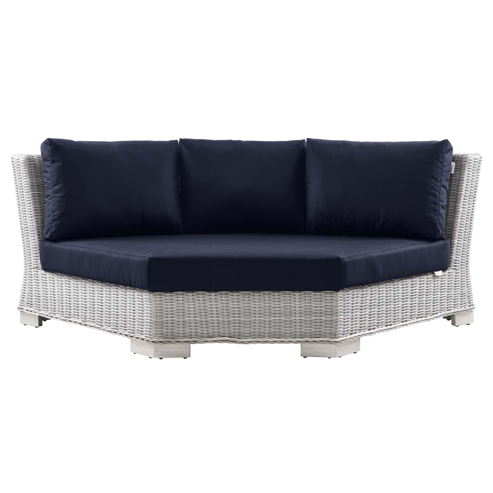 Modway Outdoor Chairs - Conway Outdoor Patio Wicker Rattan Round Corner Chair Light Gray Navy