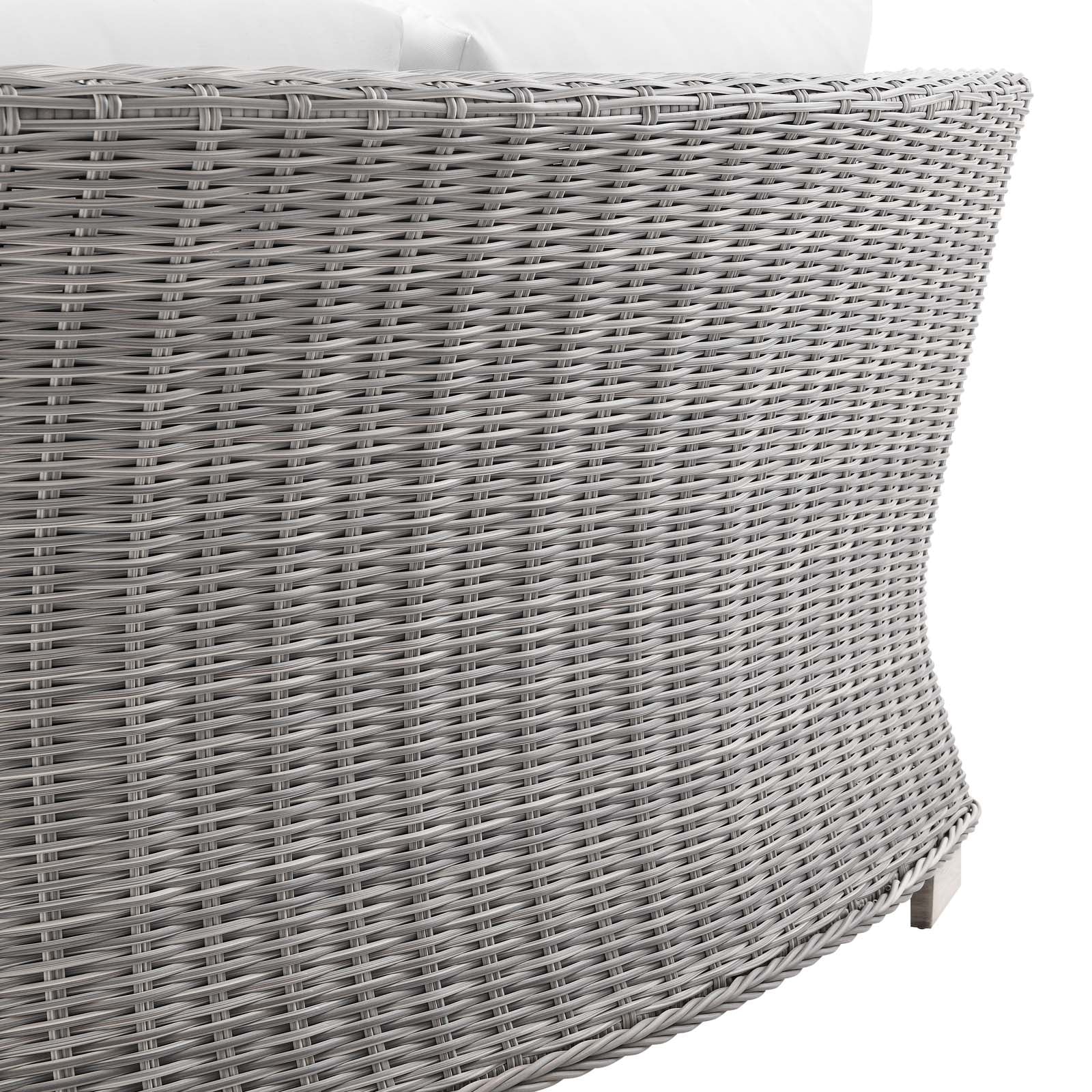 Modway Outdoor Chairs - Conway Outdoor Patio Wicker Rattan Round Corner Chair Light Gray White