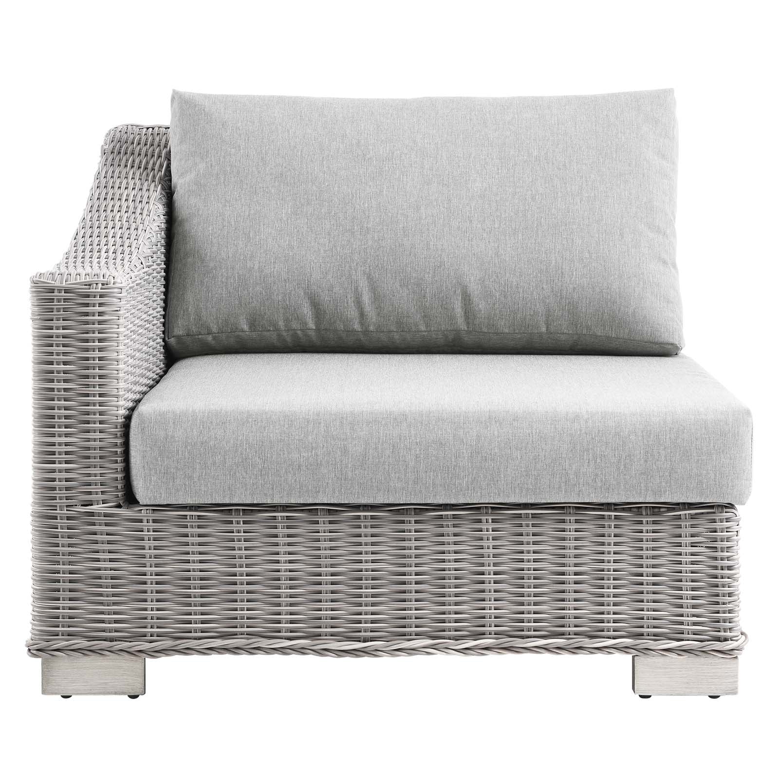 Modway Outdoor Chairs - Conway Outdoor Patio Wicker Rattan Left-Arm Chair Light Gray