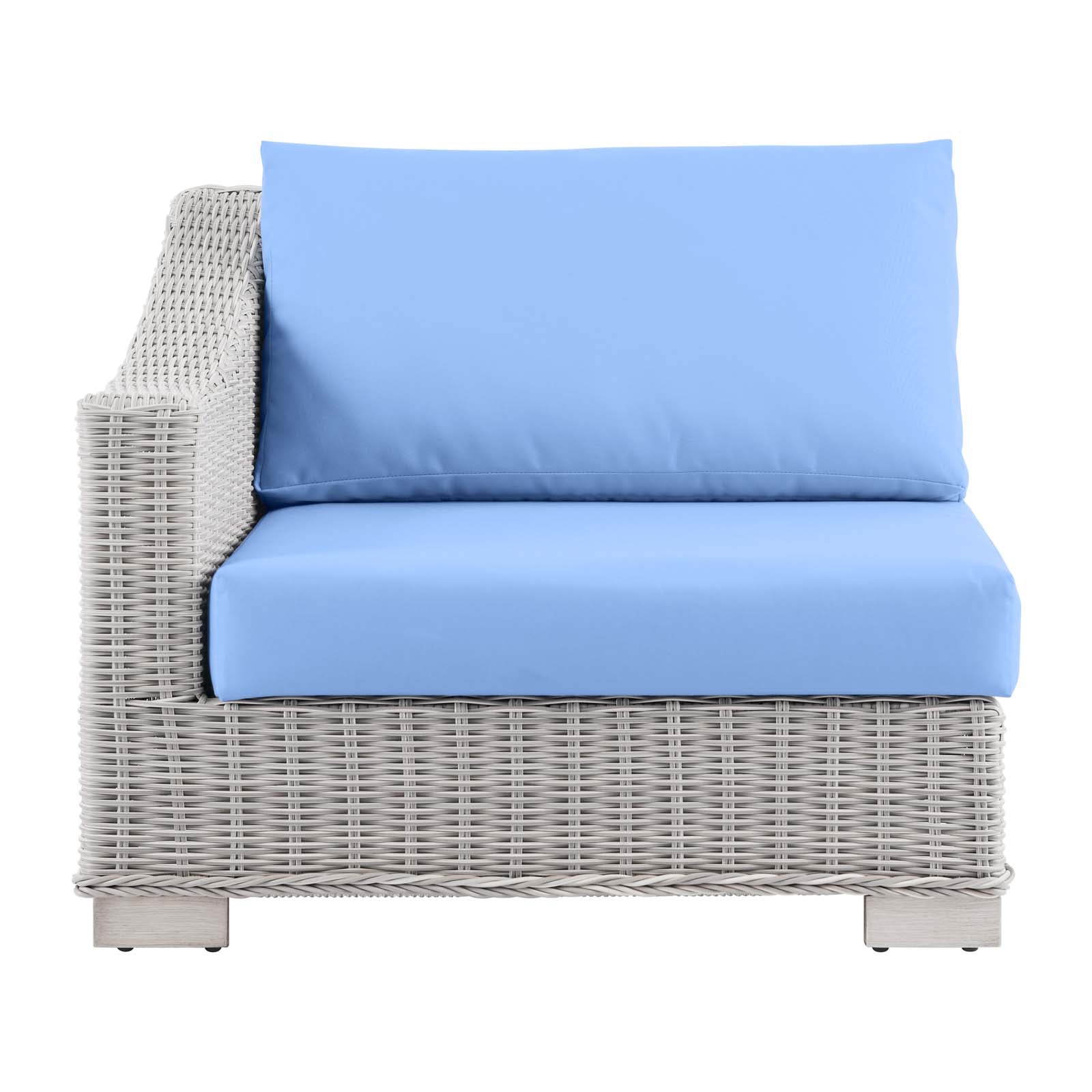 Modway Outdoor Chairs - Conway Outdoor Patio Wicker Rattan Left-Arm Chair Light Gray Light Blue