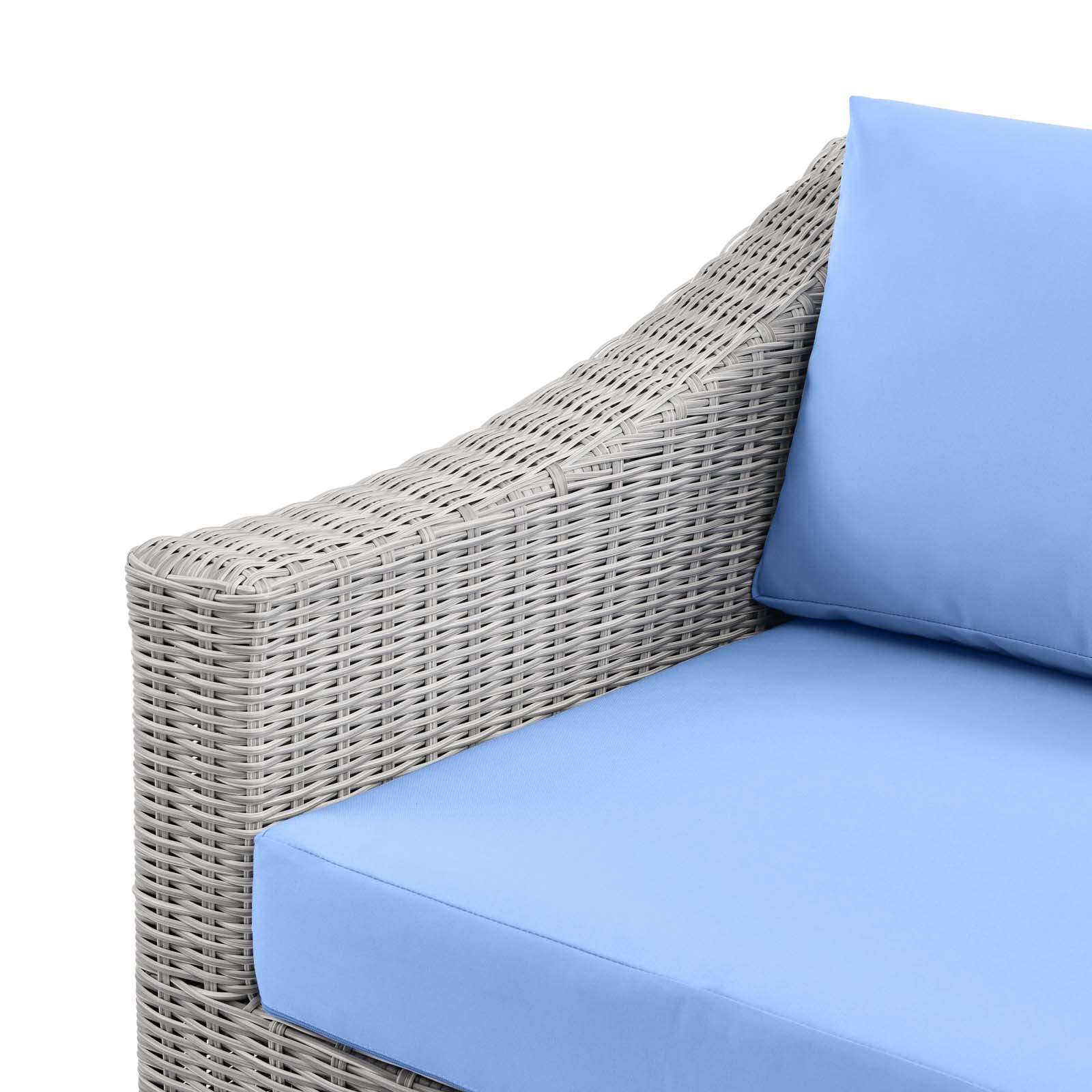 Modway Outdoor Chairs - Conway Outdoor Patio Wicker Rattan Left-Arm Chair Light Gray Light Blue