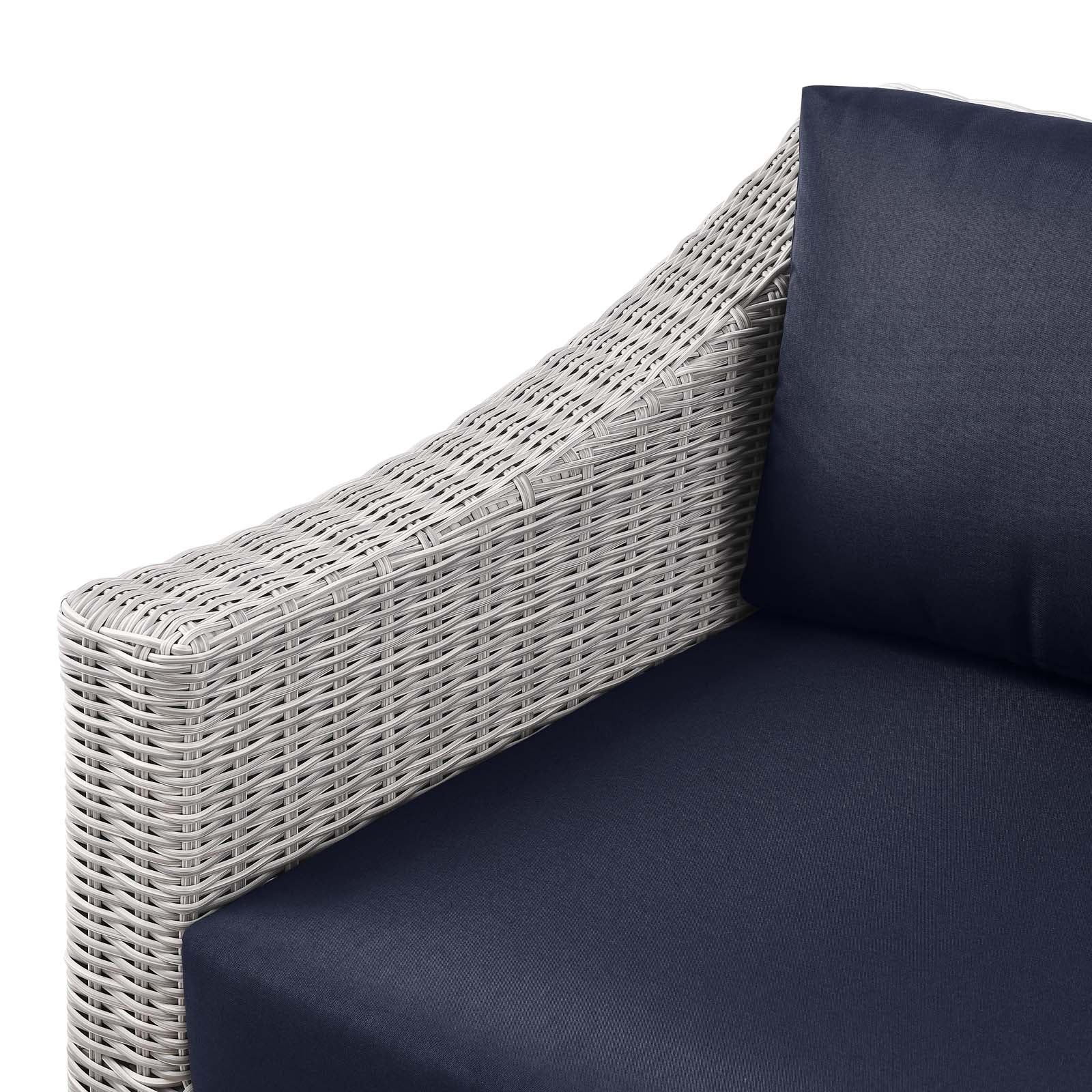 Modway Outdoor Chairs - Conway Outdoor Patio Wicker Rattan Left-Arm Chair Light Gray Navy