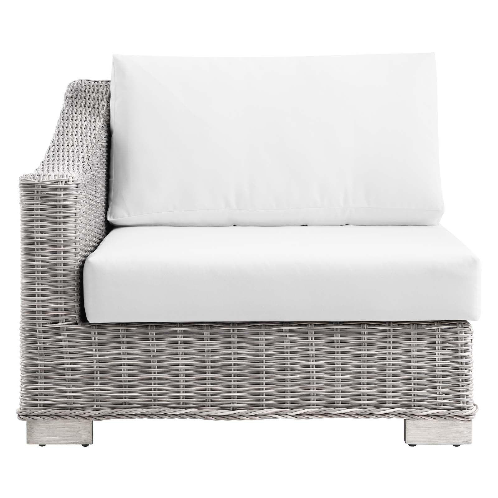 Modway Outdoor Chairs - Conway Outdoor Patio Wicker Rattan Left-Arm Chair Light Gray White
