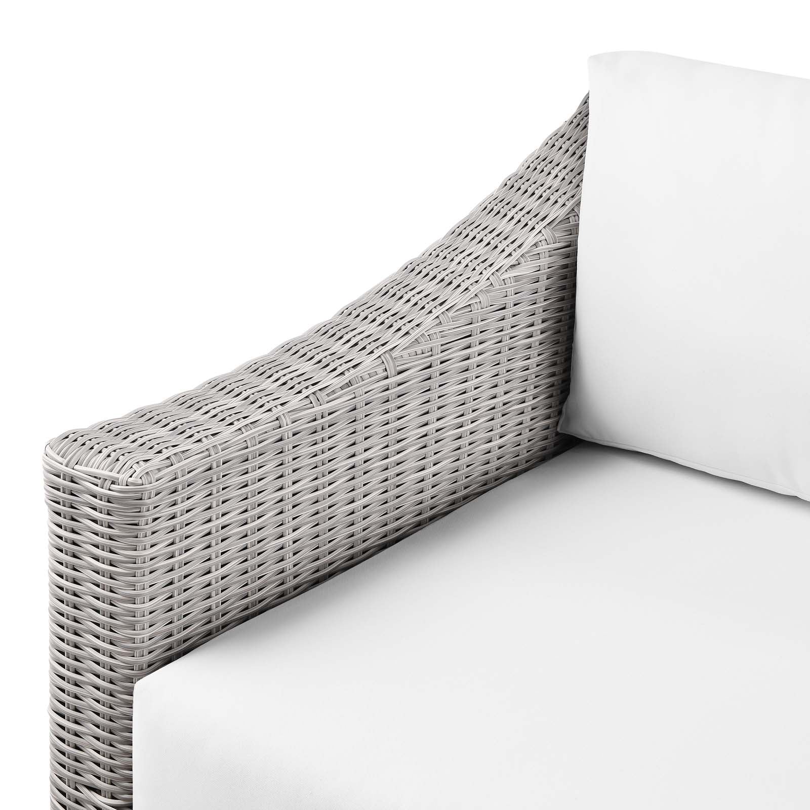 Modway Outdoor Chairs - Conway Outdoor Patio Wicker Rattan Left-Arm Chair Light Gray White