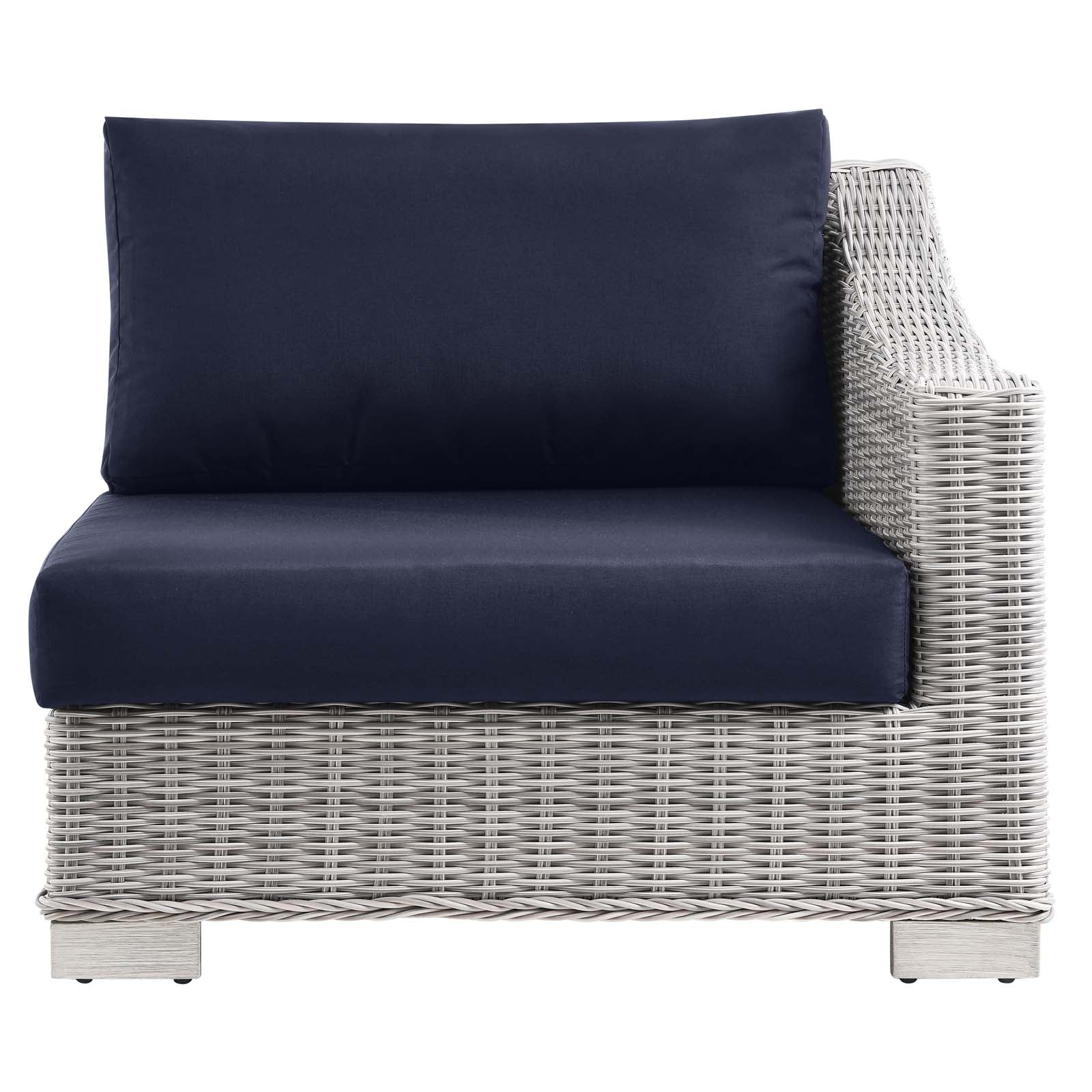 Modway Outdoor Chairs - Conway Outdoor Patio Wicker Rattan Right-Arm Chair Light Gray Navy