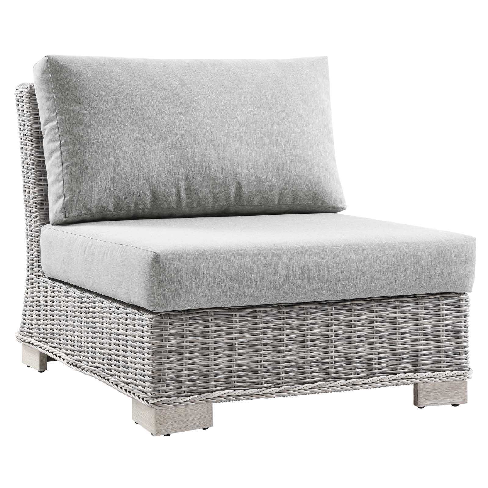 Modway Outdoor Chairs - Conway Outdoor Patio Wicker Rattan Armless Chair Light Gray