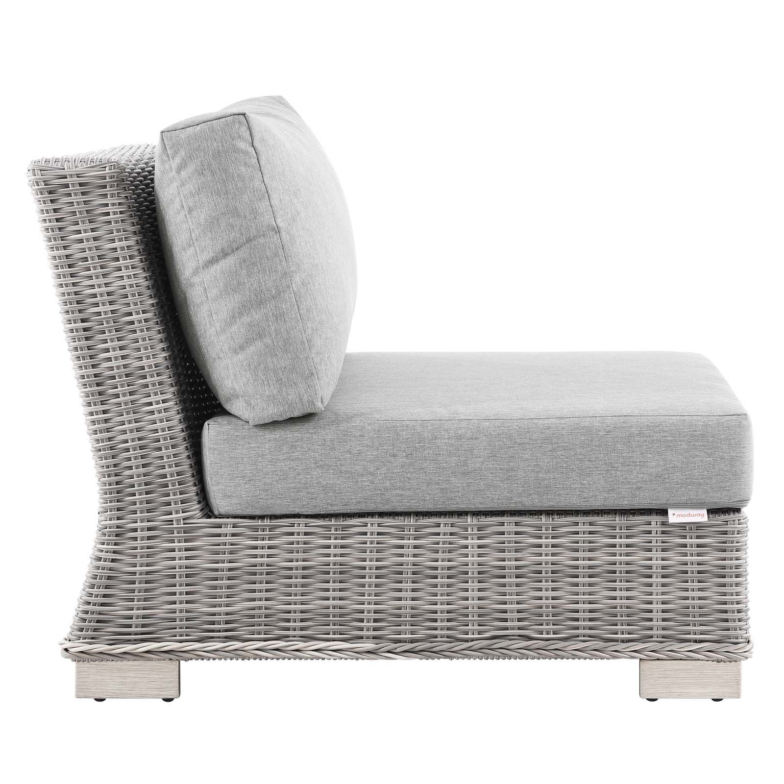 Modway Outdoor Chairs - Conway Outdoor Patio Wicker Rattan Armless Chair Light Gray