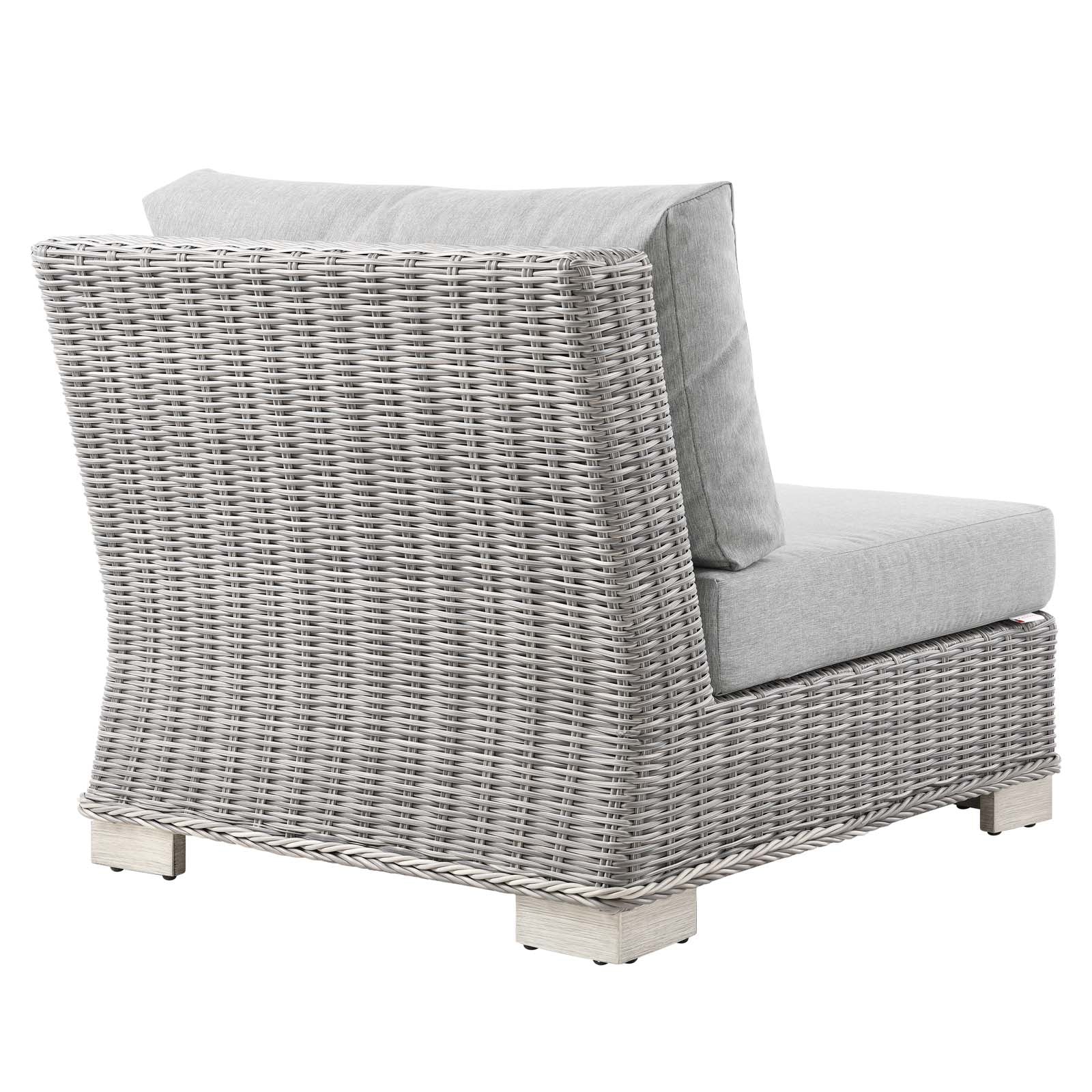 Modway Outdoor Chairs - Conway Outdoor Patio Wicker Rattan Armless Chair Light Gray