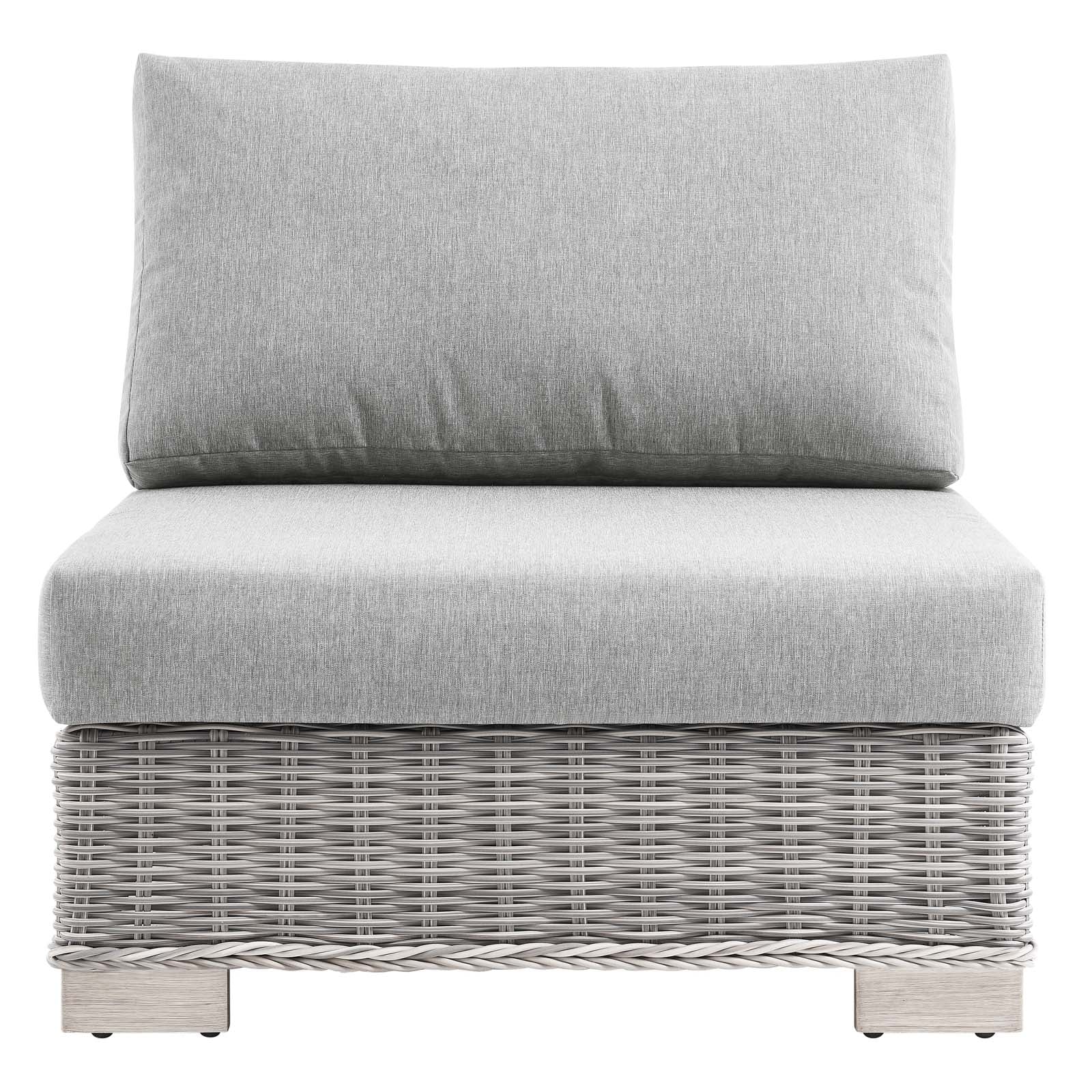 Modway Outdoor Chairs - Conway Outdoor Patio Wicker Rattan Armless Chair Light Gray