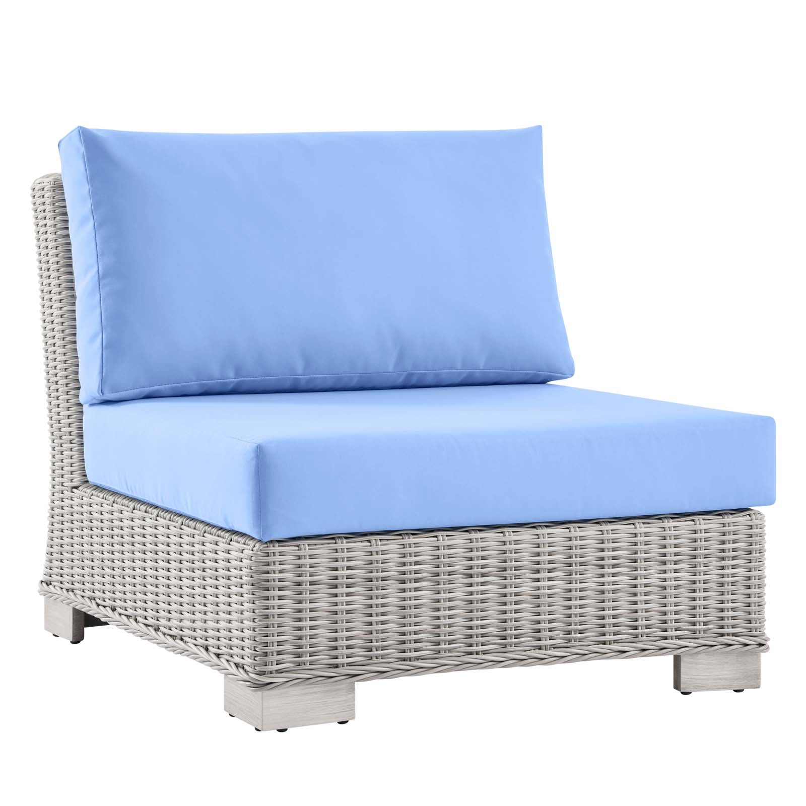 Modway Outdoor Chairs - Conway Outdoor Patio Wicker Rattan Armless Chair Light Gray Light Blue