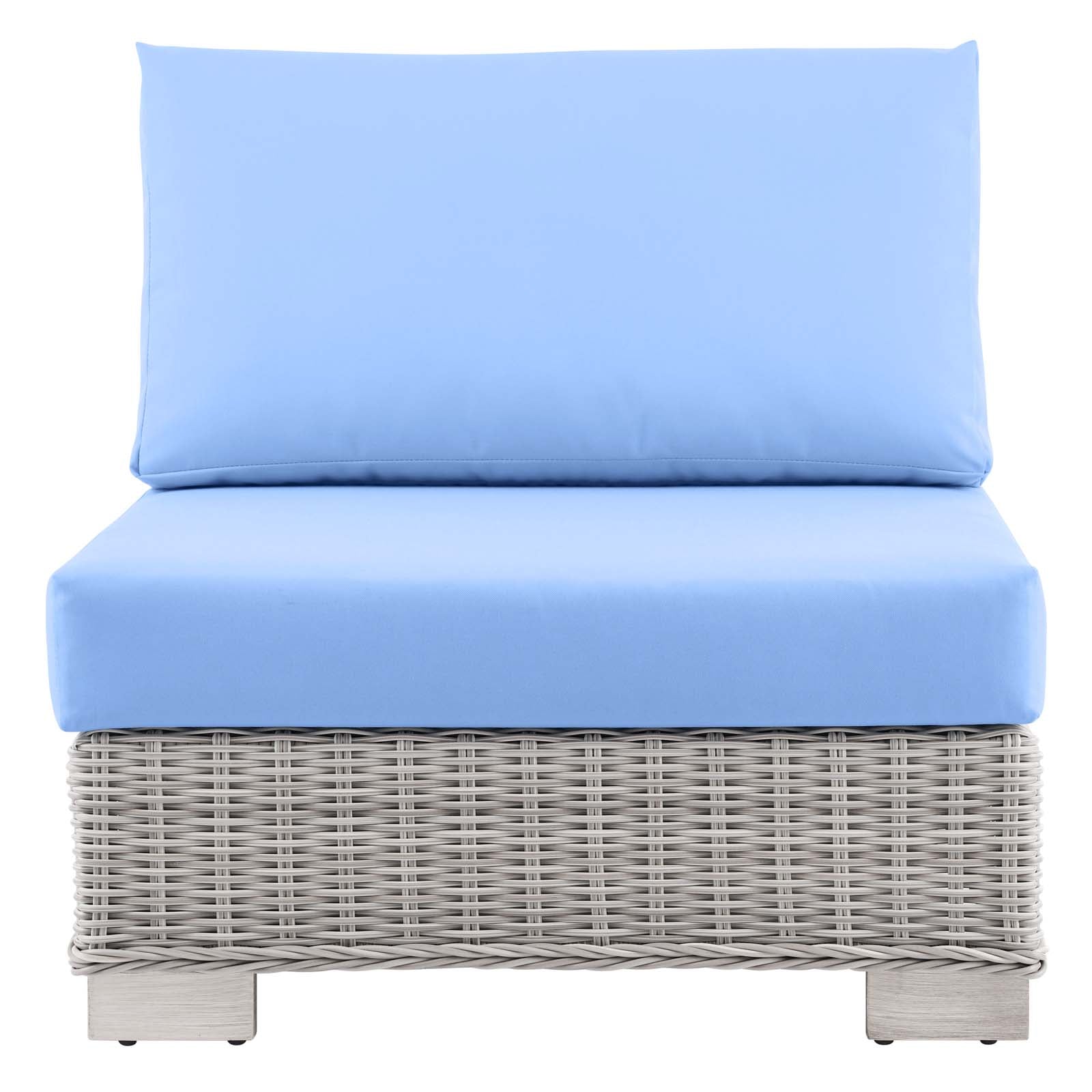 Modway Outdoor Chairs - Conway Outdoor Patio Wicker Rattan Armless Chair Light Gray Light Blue