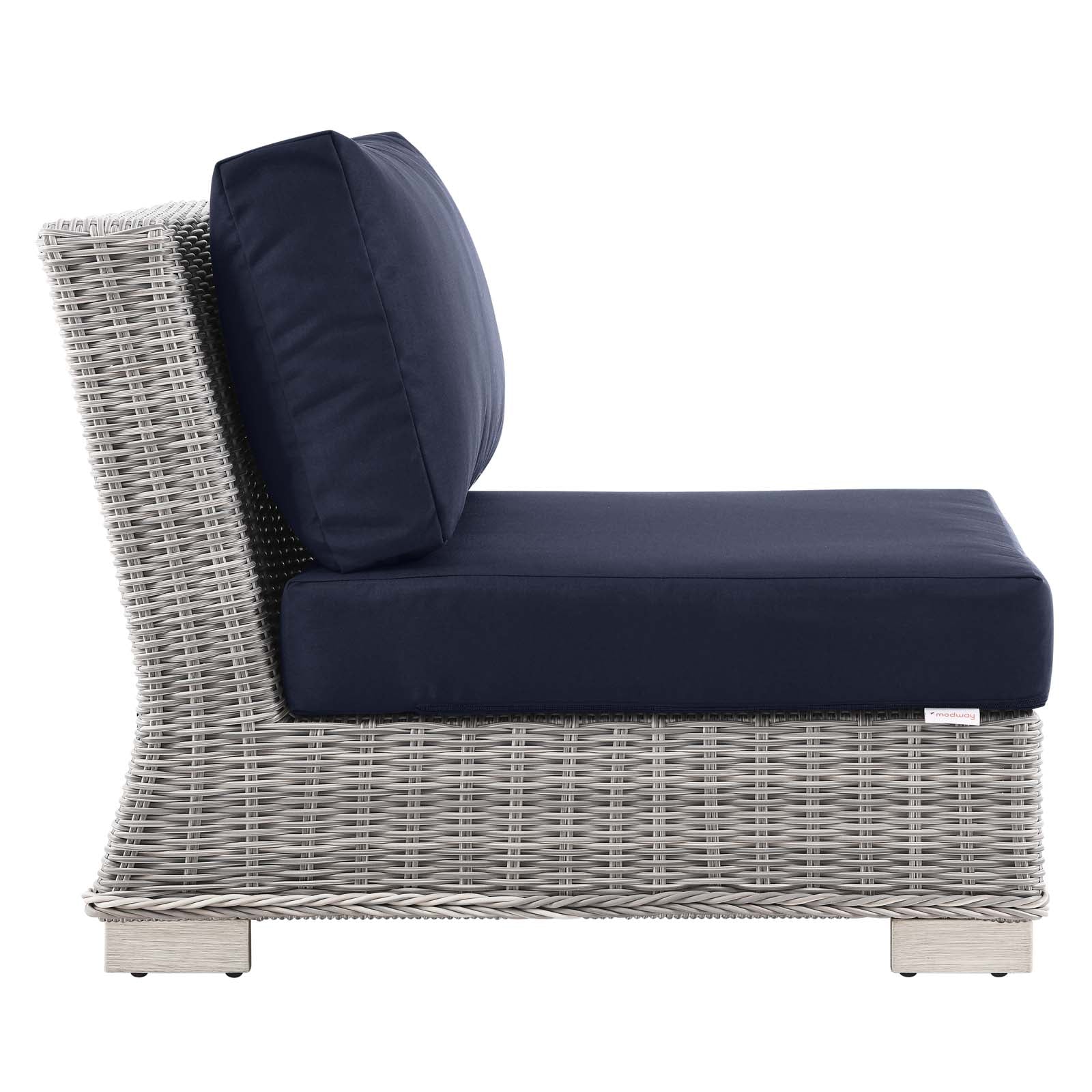 Modway Outdoor Chairs - Conway Outdoor Patio Wicker Rattan Armless Chair Light Gray Navy