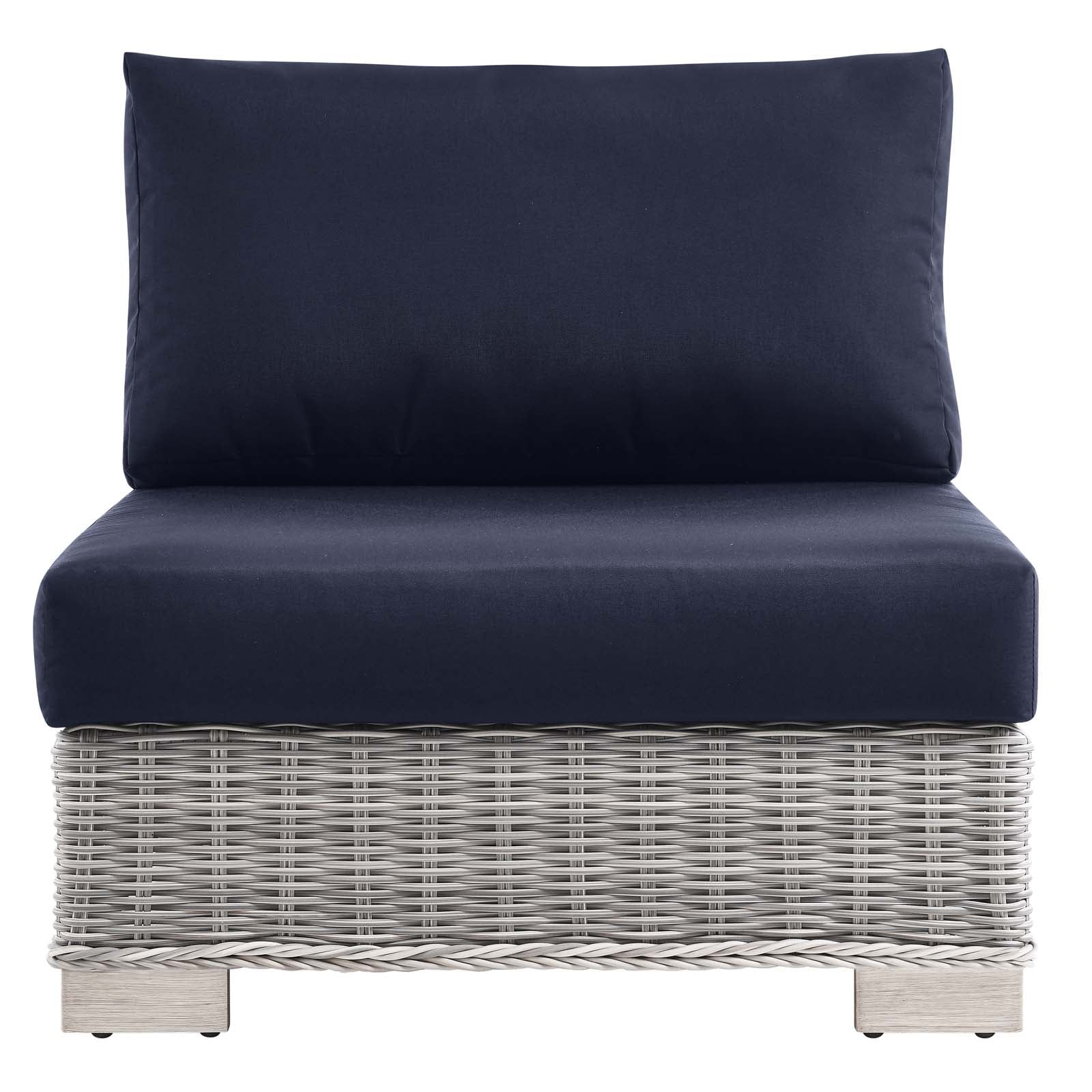Modway Outdoor Chairs - Conway Outdoor Patio Wicker Rattan Armless Chair Light Gray Navy