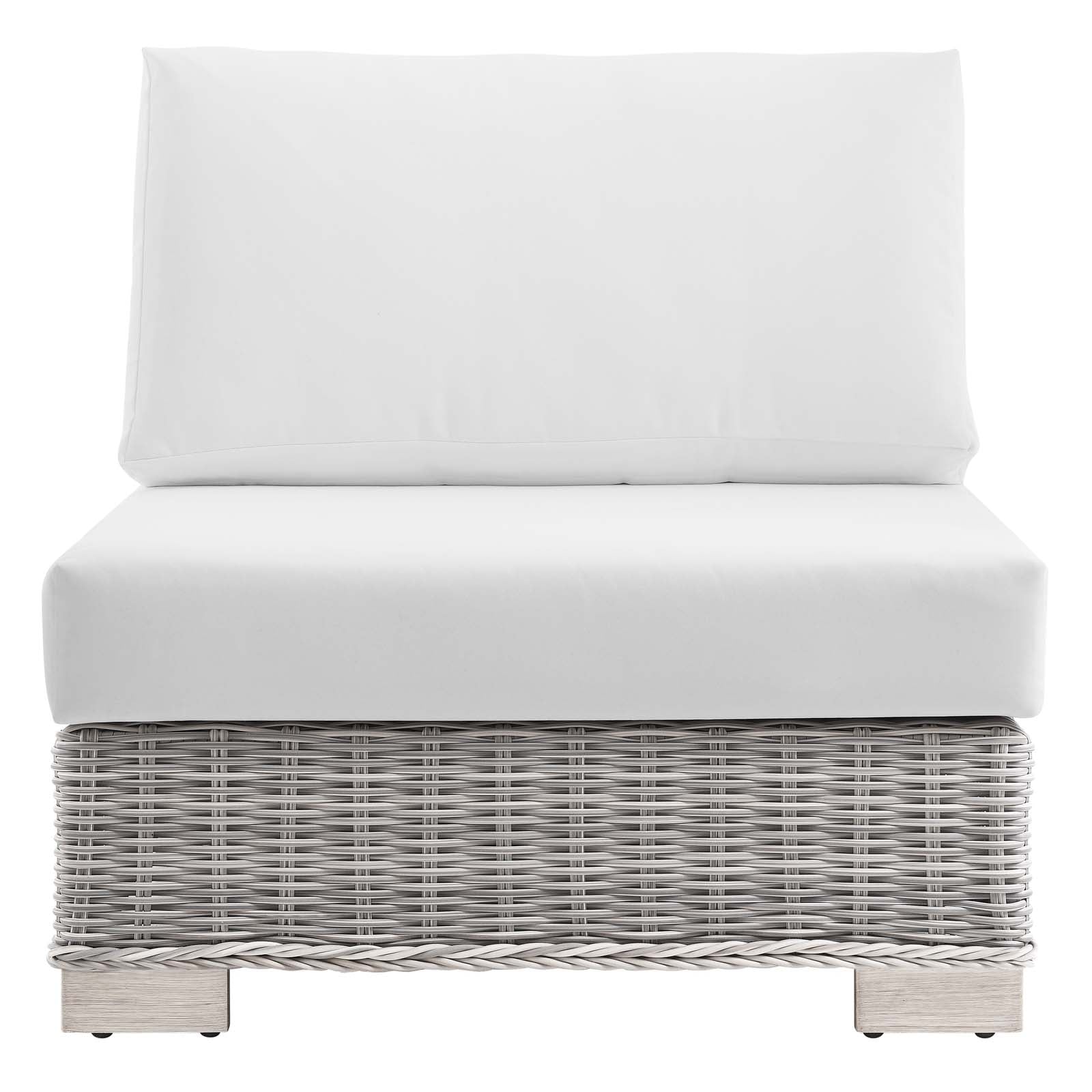 Modway Outdoor Chairs - Conway Outdoor Patio Wicker Rattan Armless Chair Light Gray White