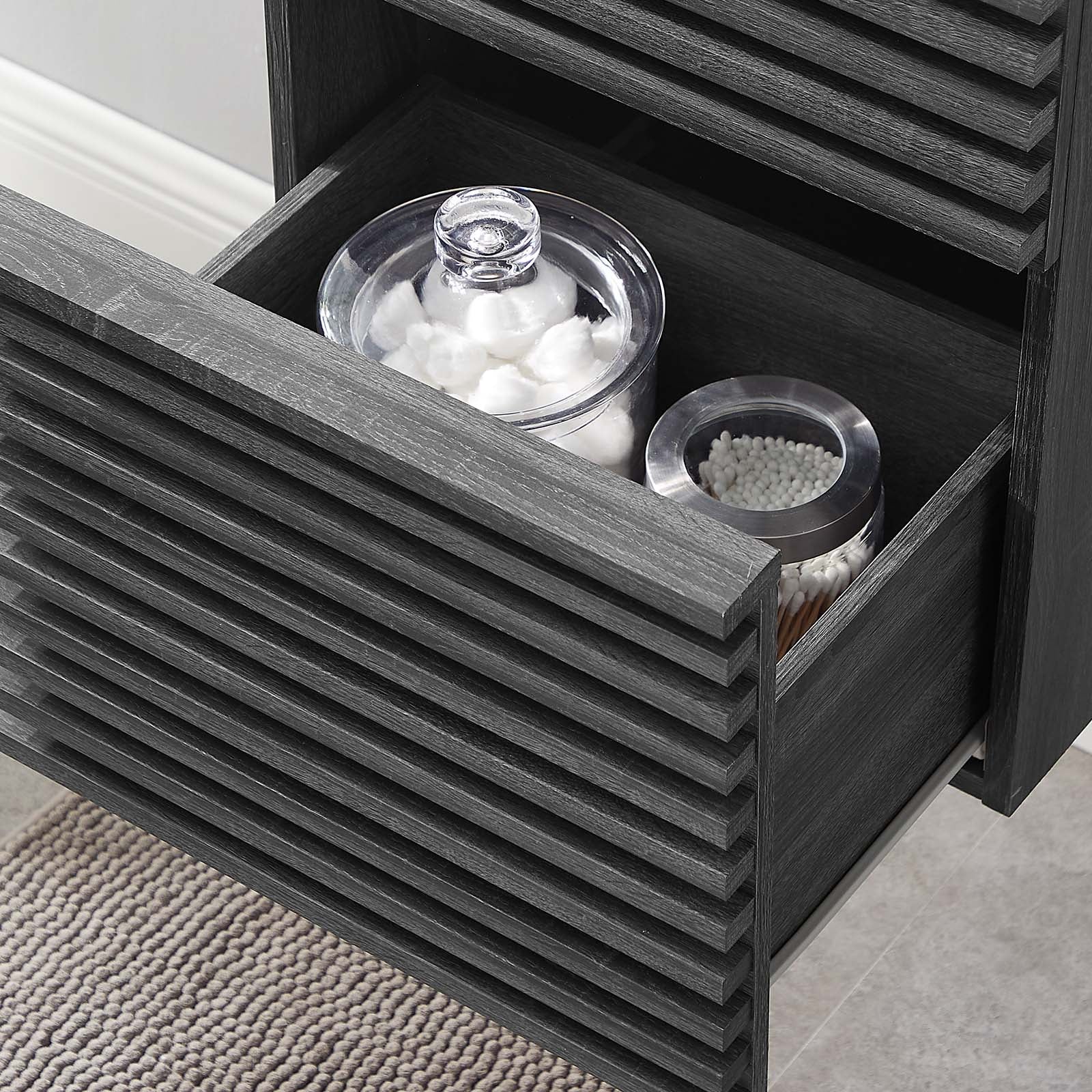 Modway Bathroom Vanity - Render 18" Wall-Mount Bathroom Vanity Cabinet Charcoal