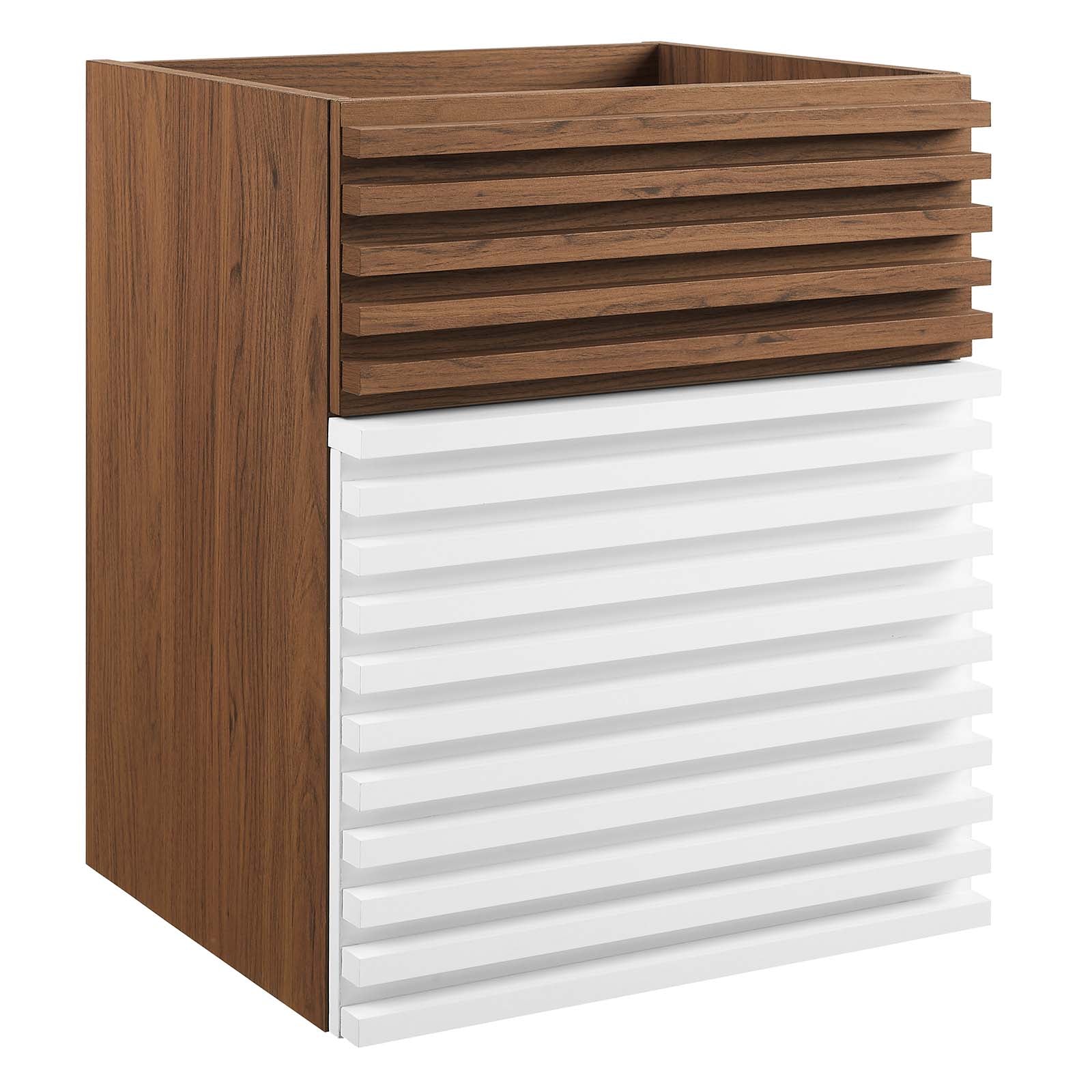 Modway Bathroom Vanity - Render 18" Wall-Mount Bathroom Vanity Cabinet White Walnut
