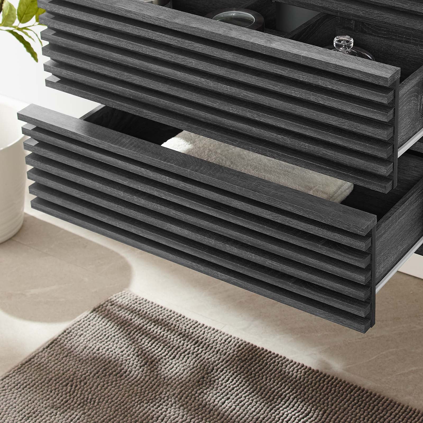 Modway Bathroom Vanity - Render 30" Wall-Mount Bathroom Vanity Charcoal
