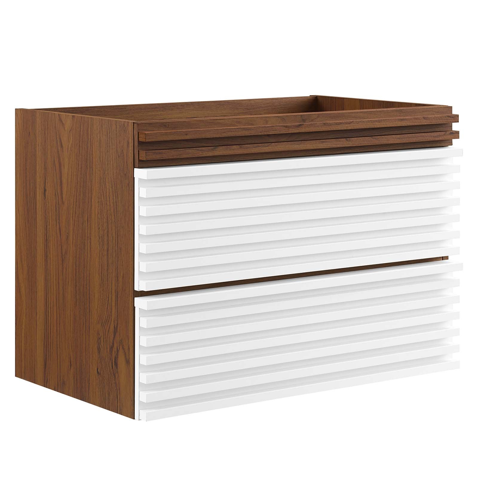 Modway Bathroom Vanity - Render 30" Wall-Mount Bathroom Vanity White Walnut
