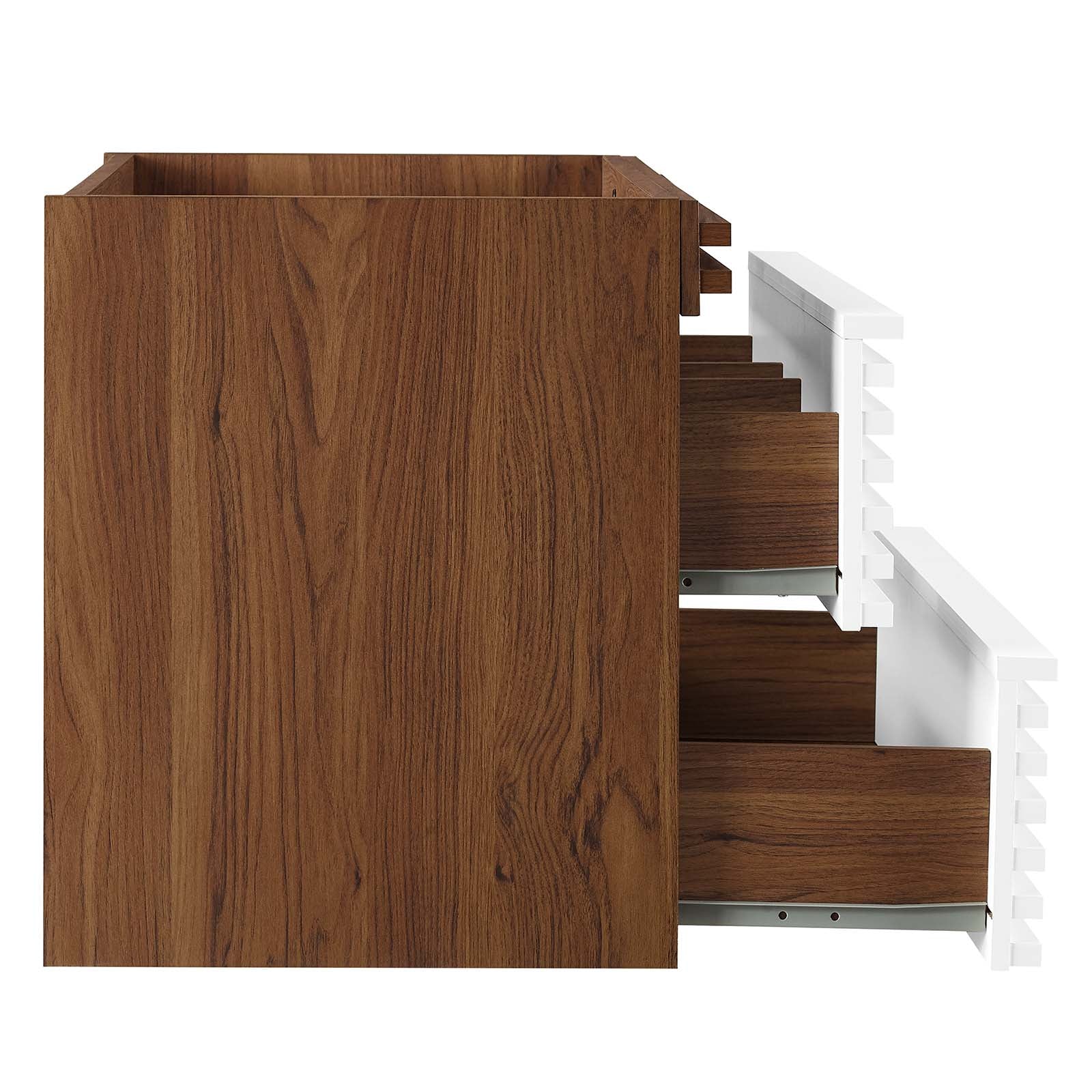 Modway Bathroom Vanity - Render 30" Wall-Mount Bathroom Vanity White Walnut