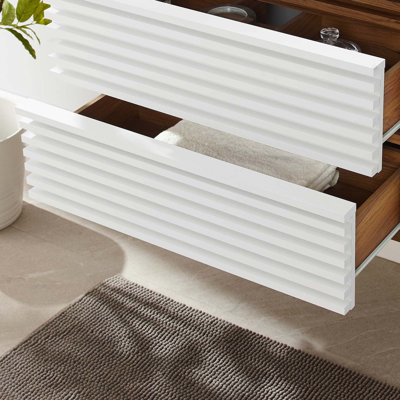 Modway Bathroom Vanity - Render 30" Wall-Mount Bathroom Vanity White Walnut