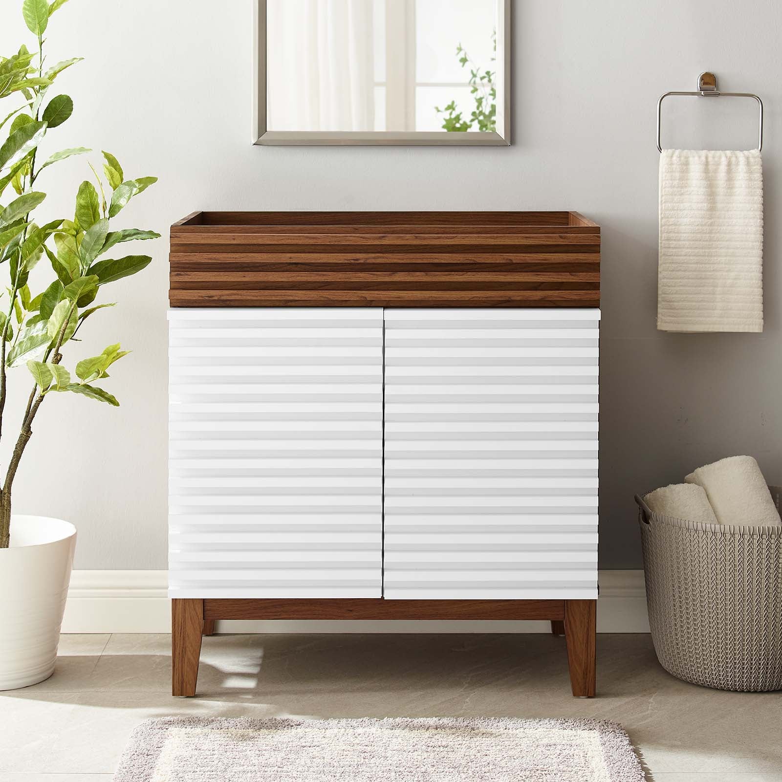 Modway Bathroom Vanity - Render 30" Bathroom Vanity Cabinet White Walnut