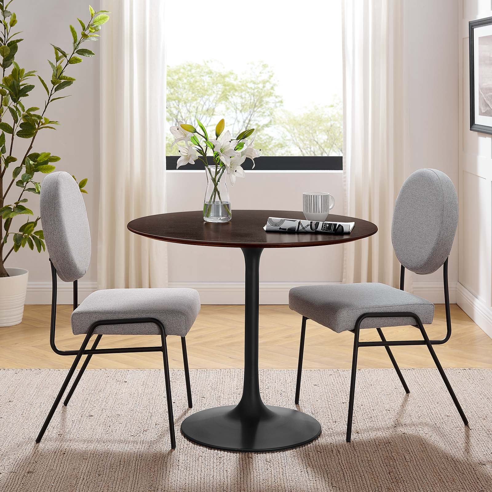 Modway Dining Tables - Lippa-36"-Round-Wood-Dining-Table-Black-Cherry-Walnut