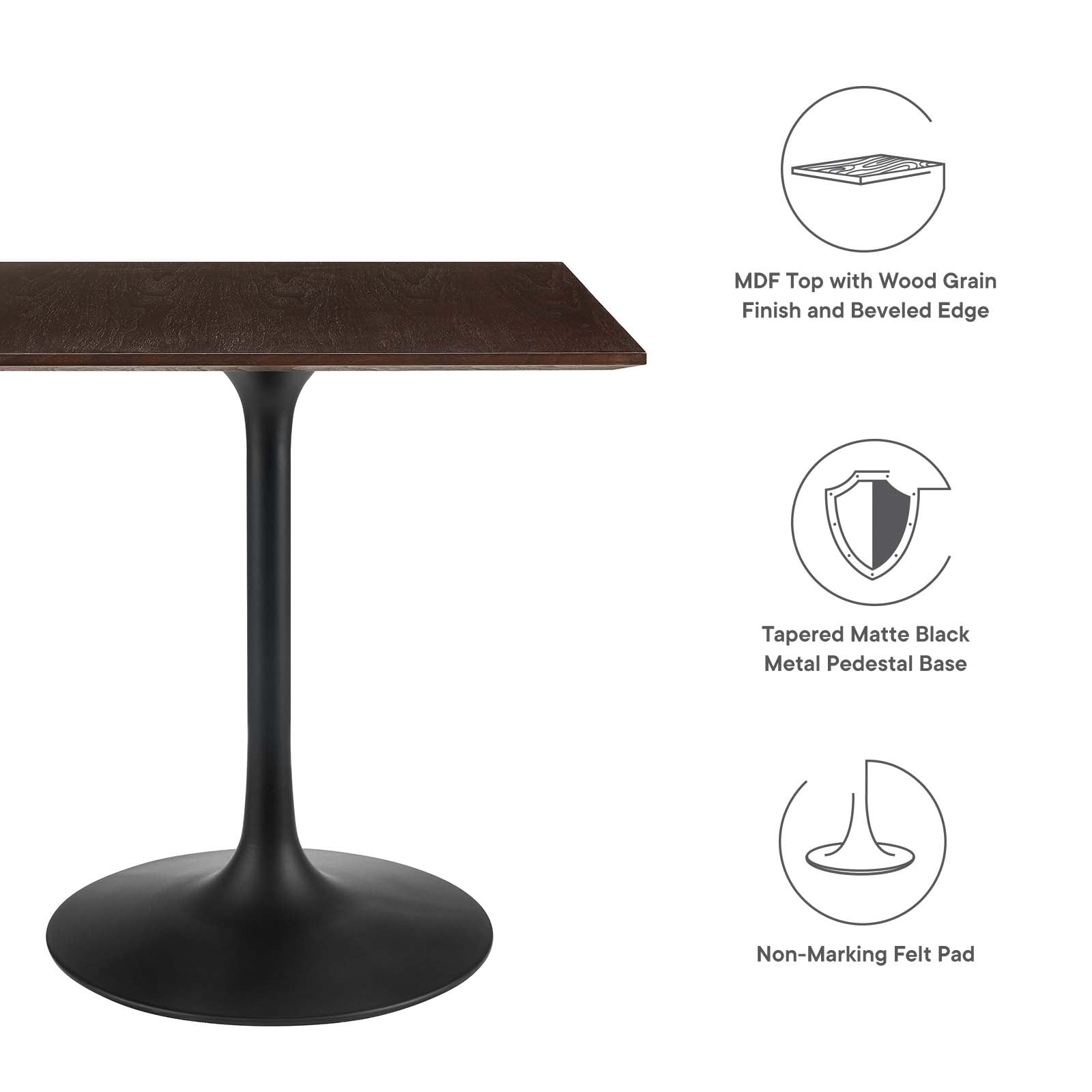 Modway Dining Tables - Lippa-28"-Square-Wood-Grain-Square-Dining-Table-Black-Cherry-Walnut