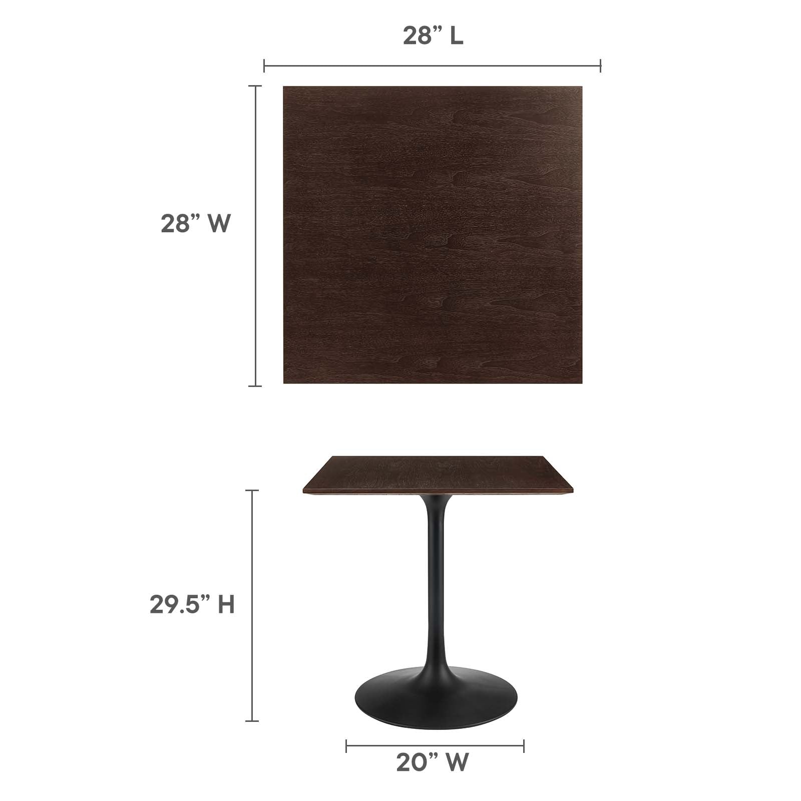 Modway Dining Tables - Lippa-28"-Square-Wood-Grain-Square-Dining-Table-Black-Cherry-Walnut