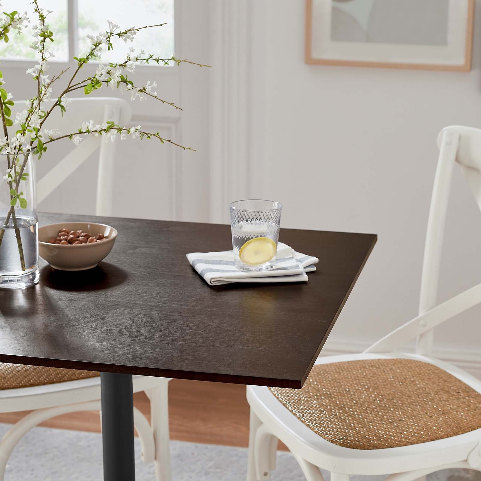 Modway Dining Tables - Lippa-28"-Square-Wood-Grain-Square-Dining-Table-Black-Cherry-Walnut
